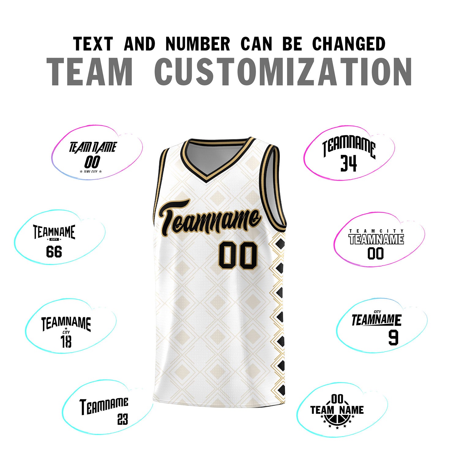 Custom White Side Blocks Sports Uniform Basketball Jersey