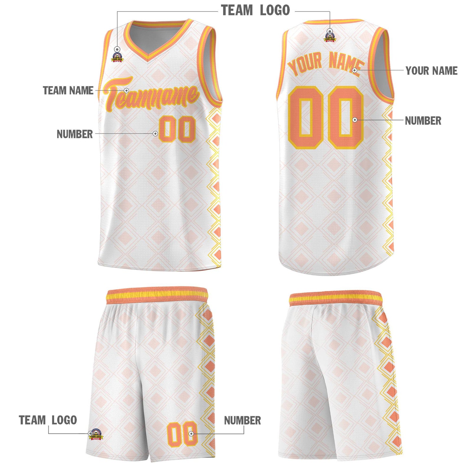 Custom White Side Blocks Sports Uniform Basketball Jersey