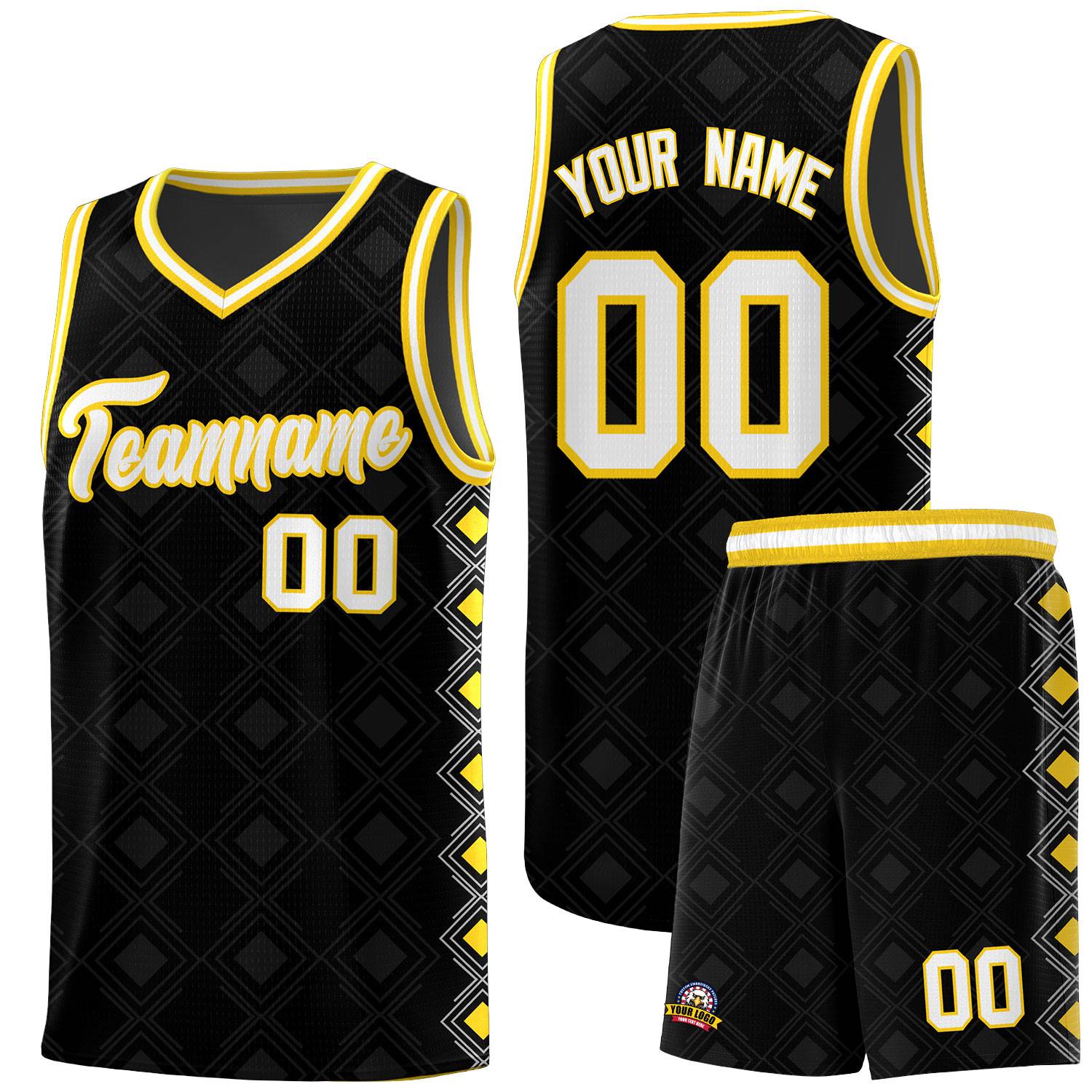Custom Black Side Blocks Sports Uniform Basketball Jersey