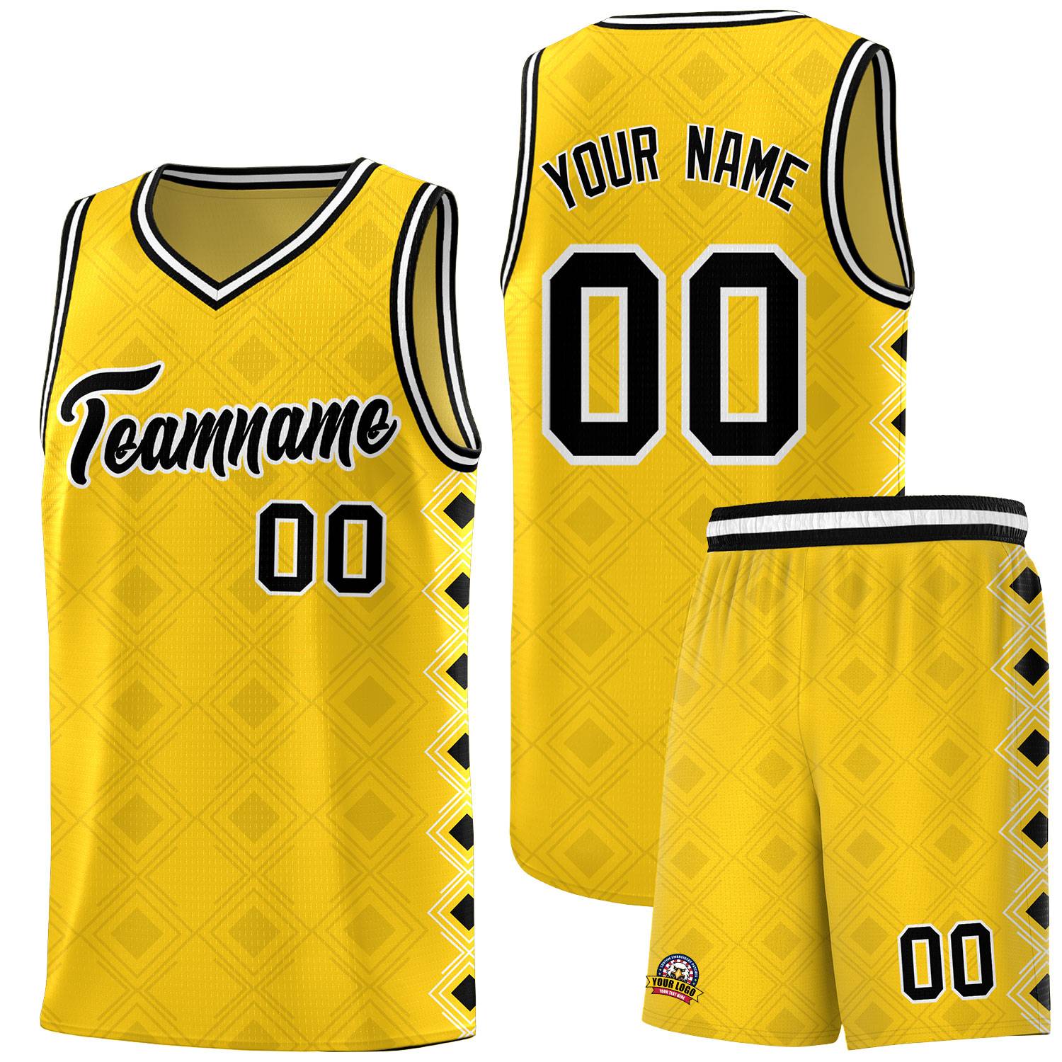 Custom Gold Side Blocks Sports Uniform Basketball Jersey