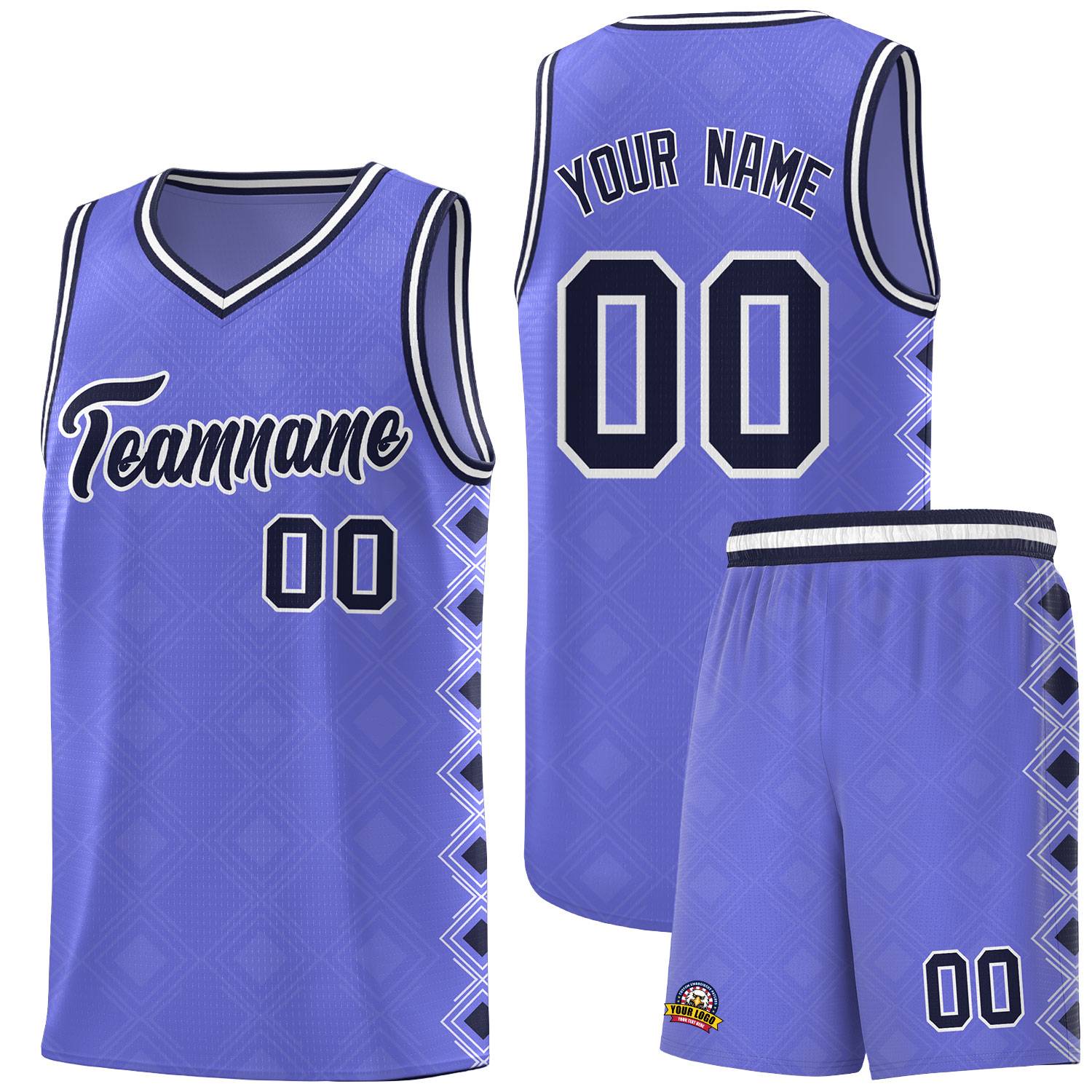 Custom Purple Side Blocks Sports Uniform Basketball Jersey