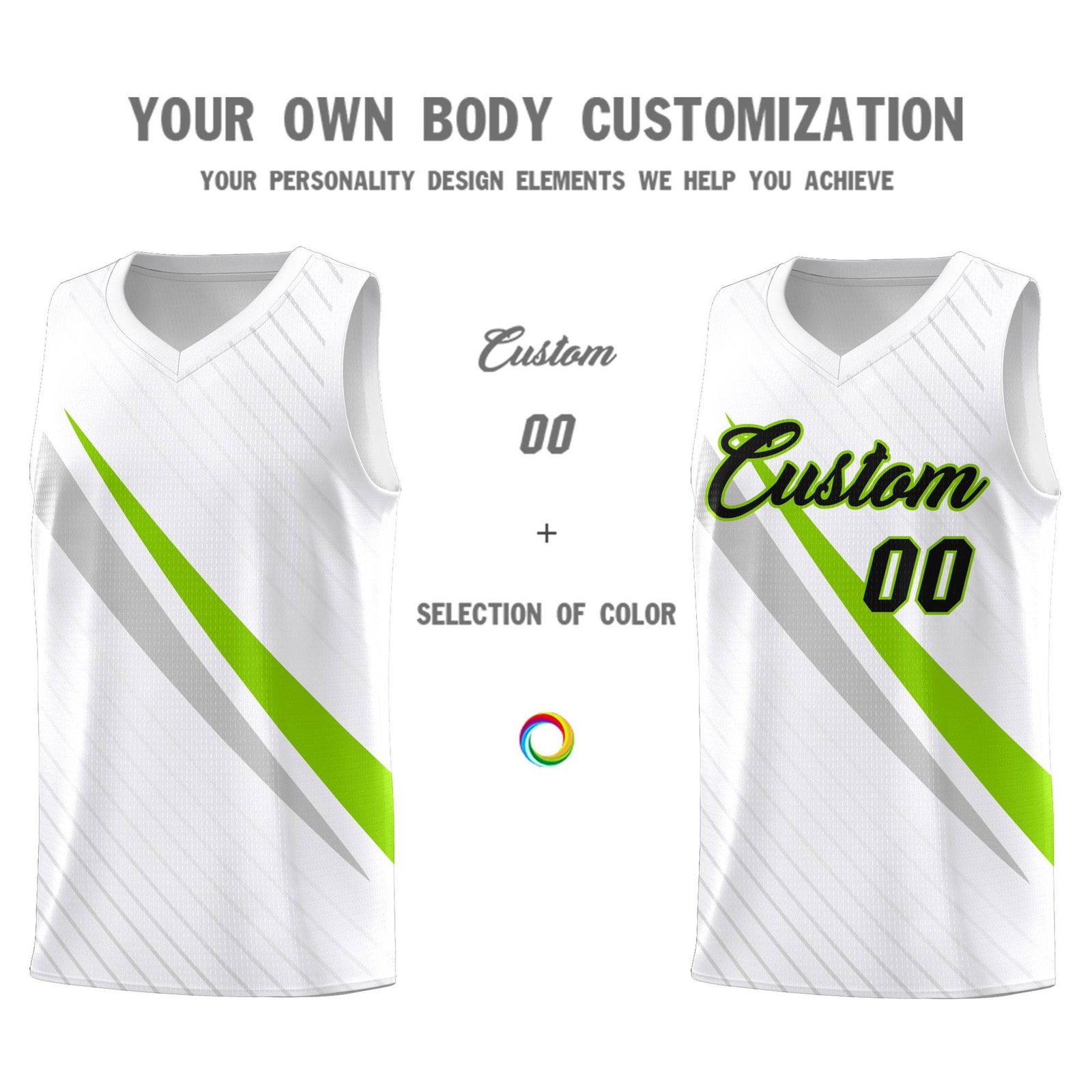 Custom White Diagonal Pinstripe Pattern Color Block Sports Uniform Basketball Jersey