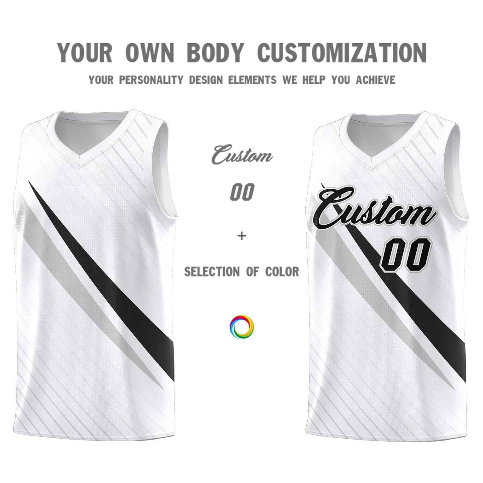 Custom White Diagonal Pinstripe Pattern Color Block Sports Uniform Basketball Jersey
