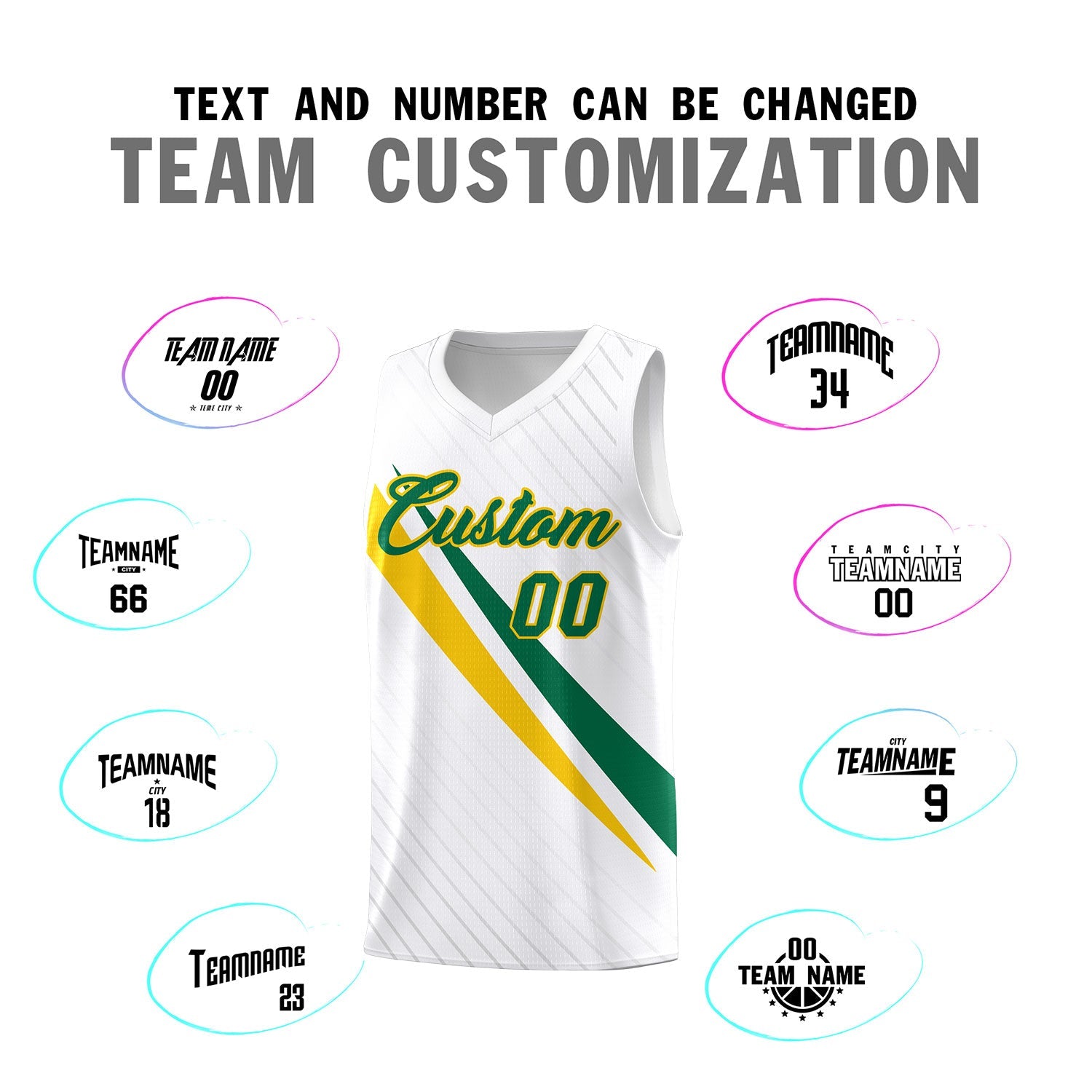 Custom White Diagonal Pinstripe Pattern Color Block Sports Uniform Basketball Jersey