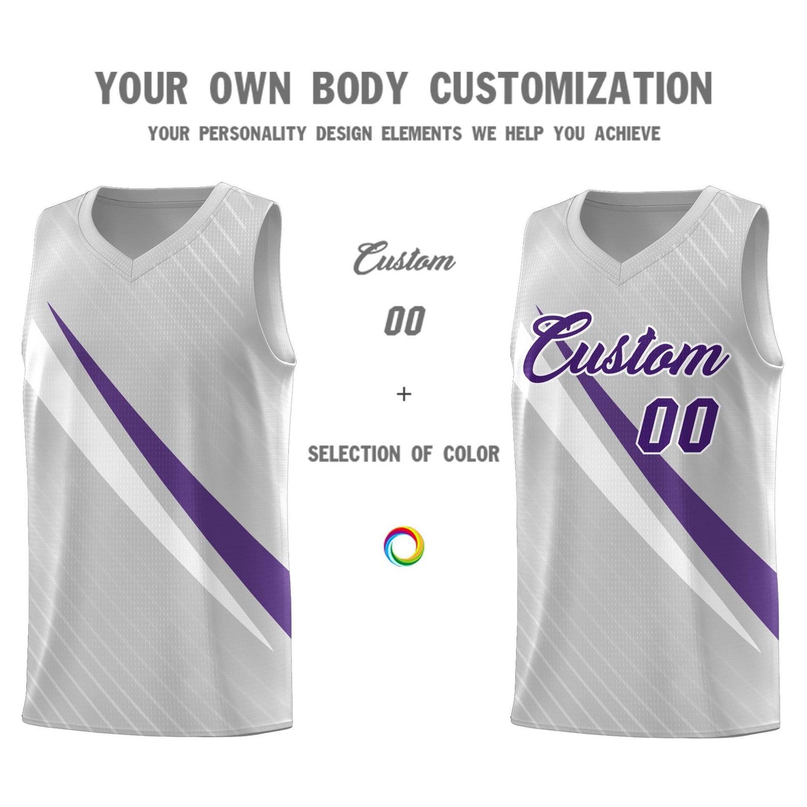 Custom Gray Diagonal Pinstripe Pattern Color Block Sports Uniform Basketball Jersey