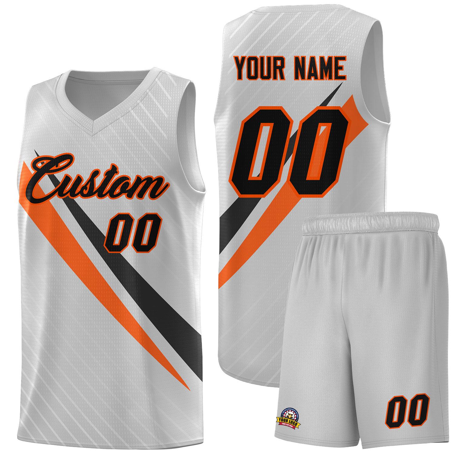 Custom Gray Diagonal Pinstripe Pattern Color Block Sports Uniform Basketball Jersey