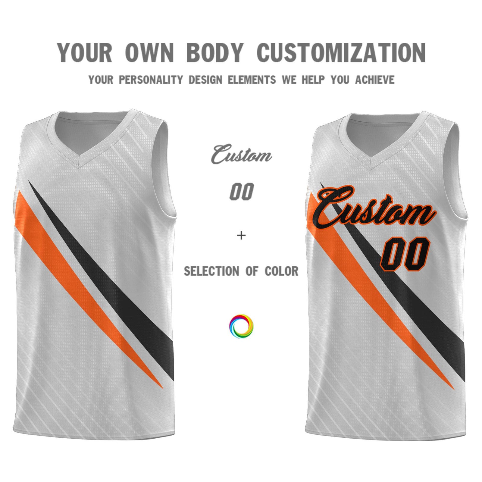 Custom Gray Diagonal Pinstripe Pattern Color Block Sports Uniform Basketball Jersey