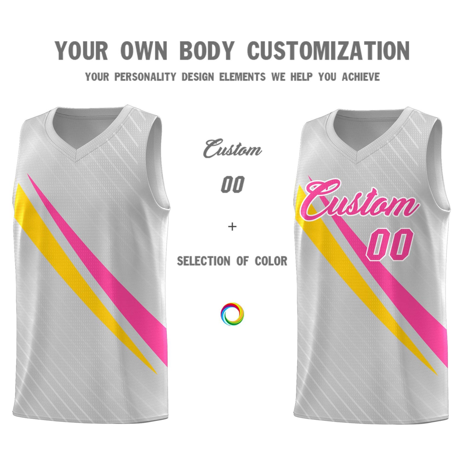 Custom Gray Diagonal Pinstripe Pattern Color Block Sports Uniform Basketball Jersey