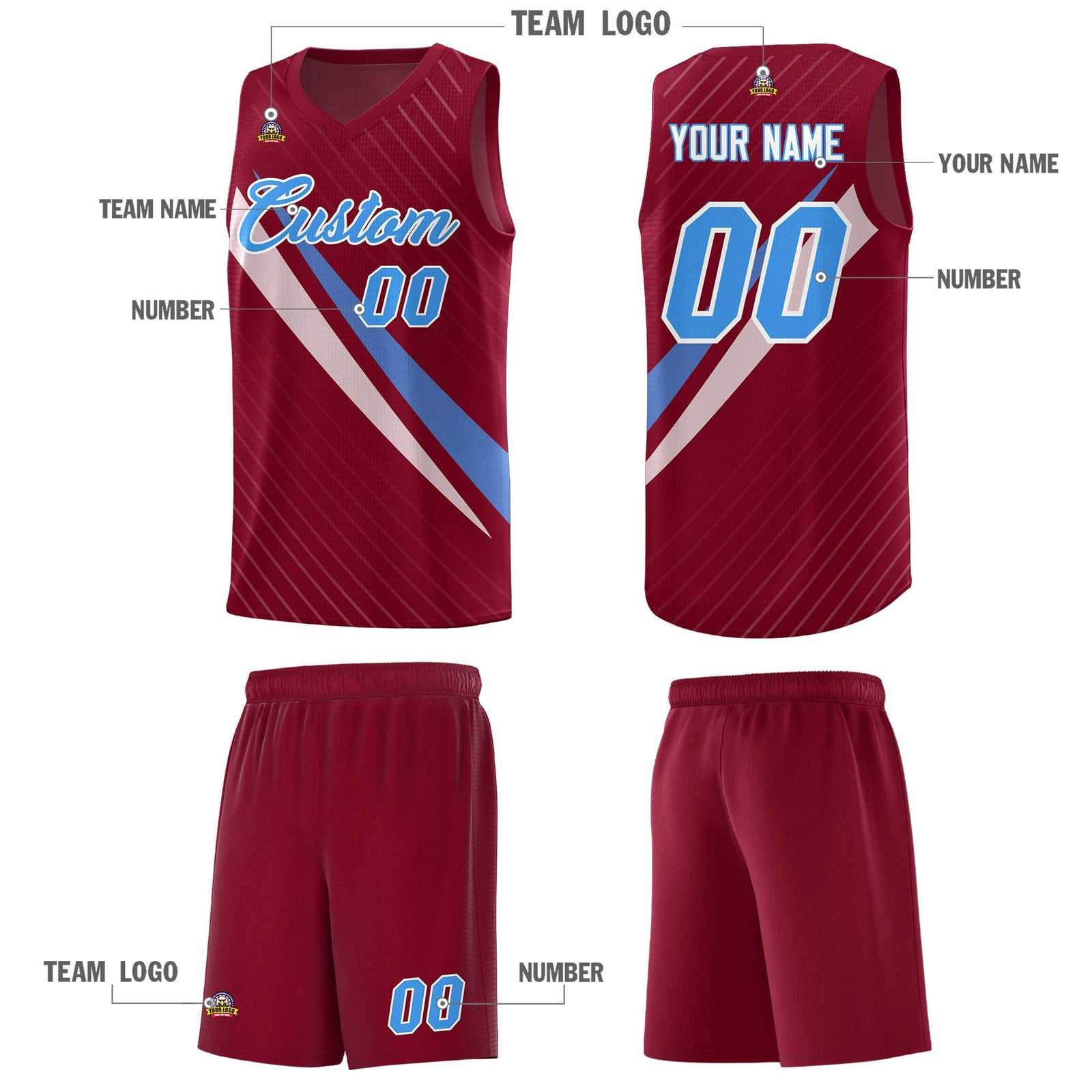 Custom Crimson Diagonal Pinstripe Pattern Color Block Sports Uniform Basketball Jersey