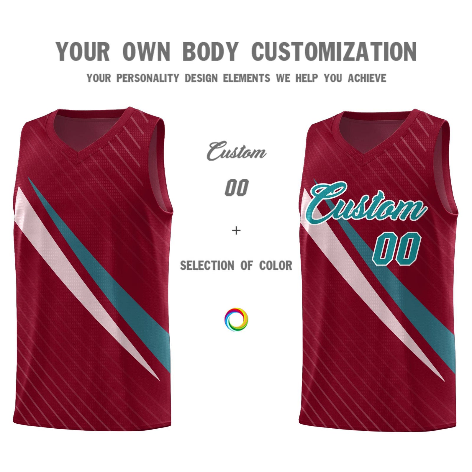 Custom Crimson Diagonal Pinstripe Pattern Color Block Sports Uniform Basketball Jersey