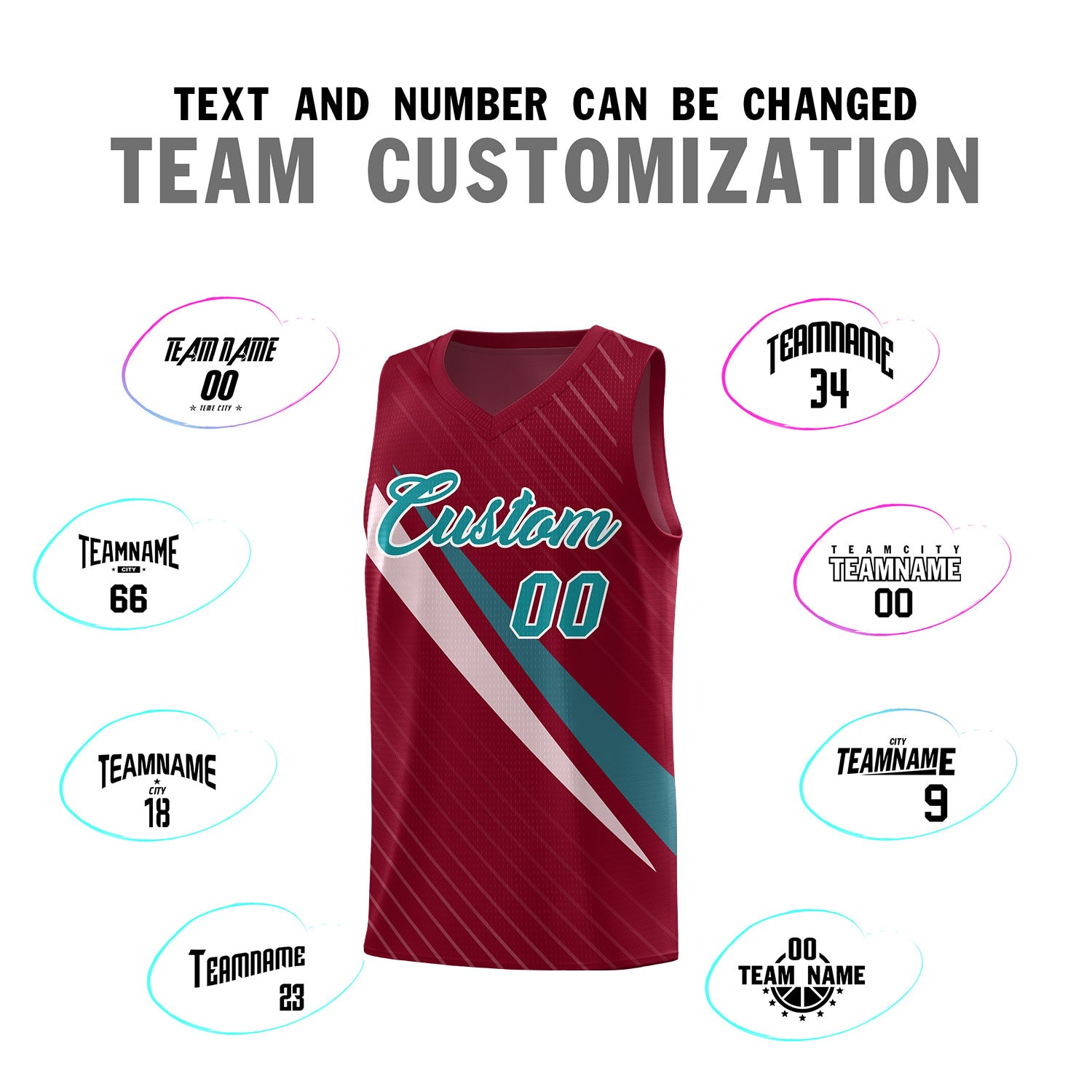 Custom Crimson Diagonal Pinstripe Pattern Color Block Sports Uniform Basketball Jersey