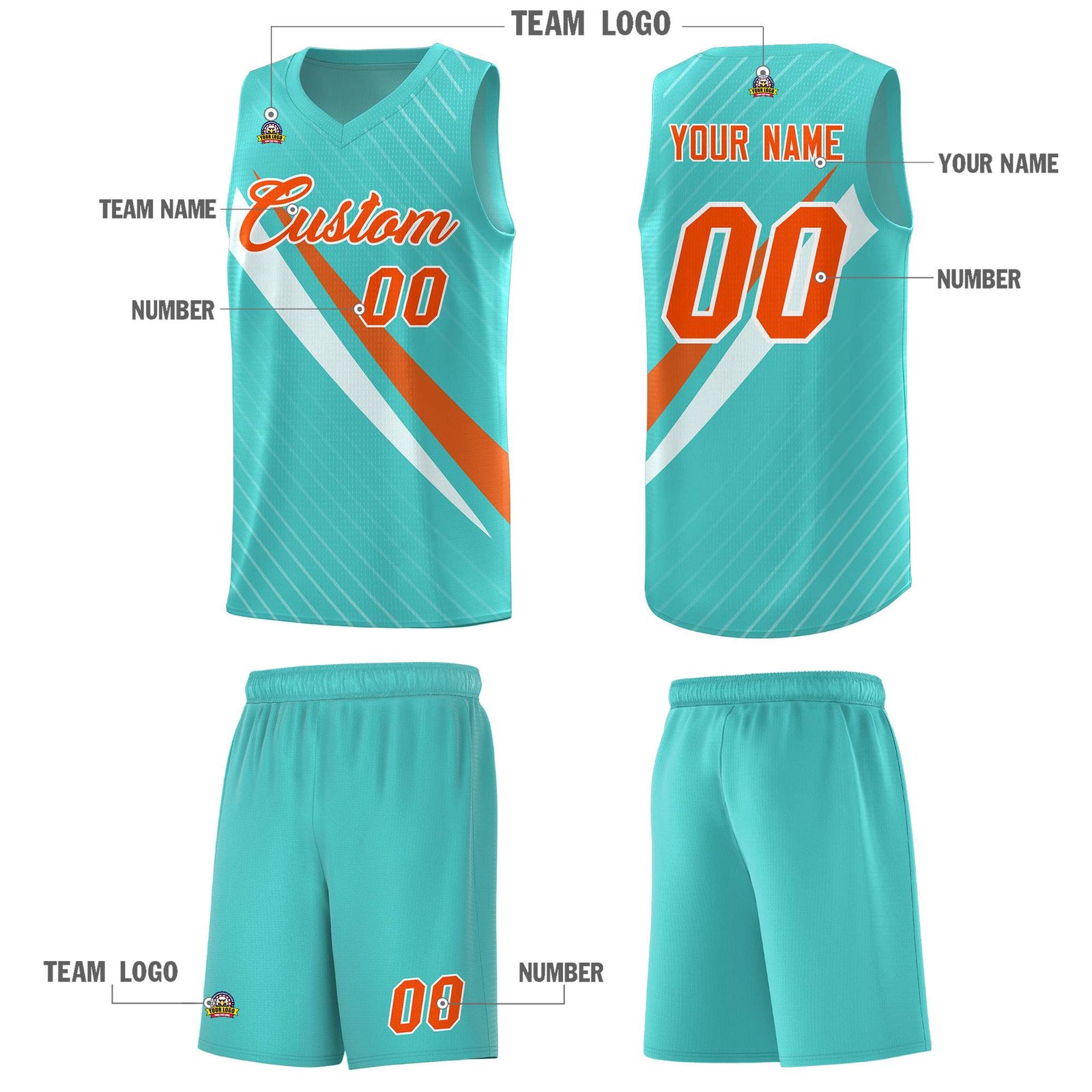 Custom Bright Green Diagonal Pinstripe Pattern Color Block Sports Uniform Basketball Jersey