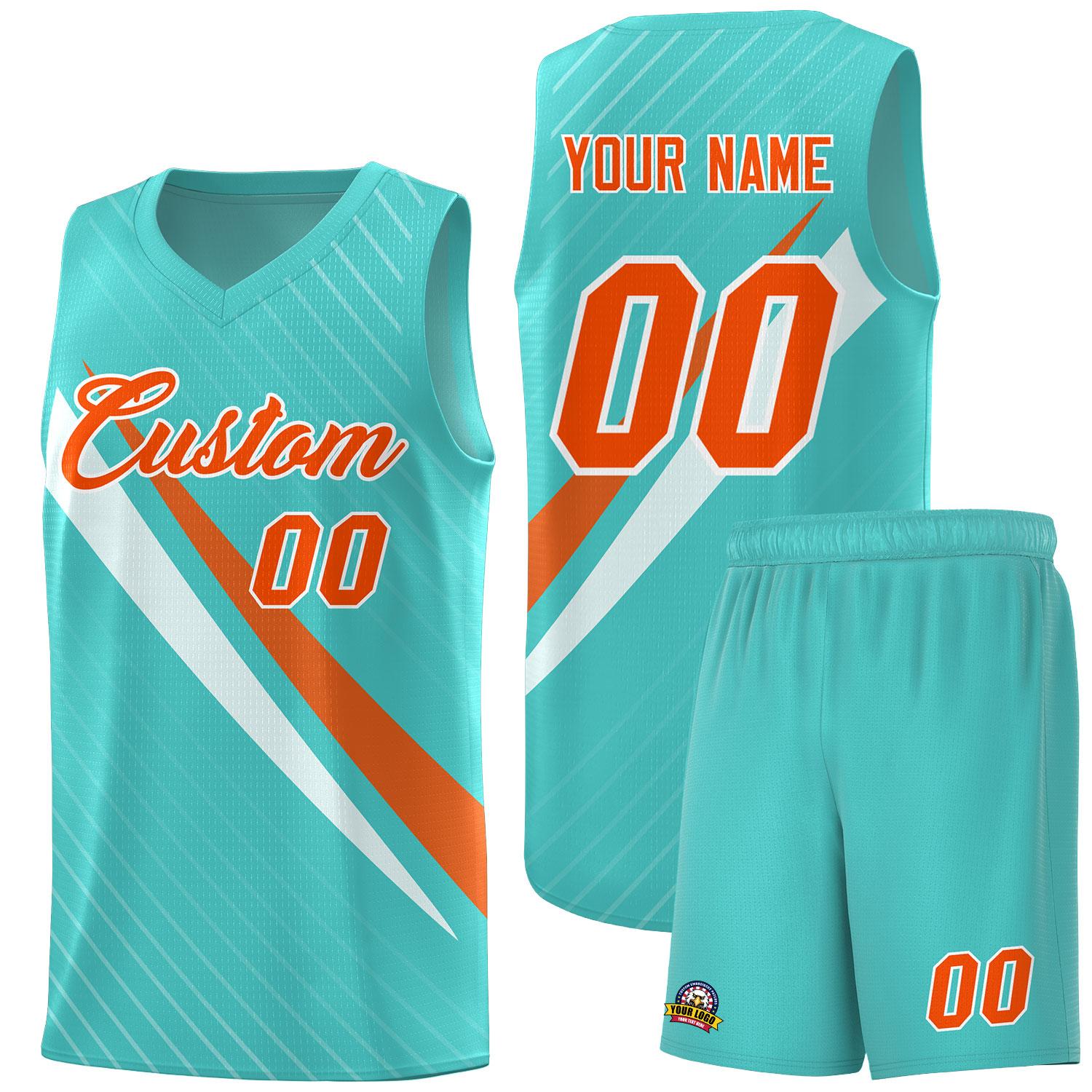 Custom Bright Green Diagonal Pinstripe Pattern Color Block Sports Uniform Basketball Jersey