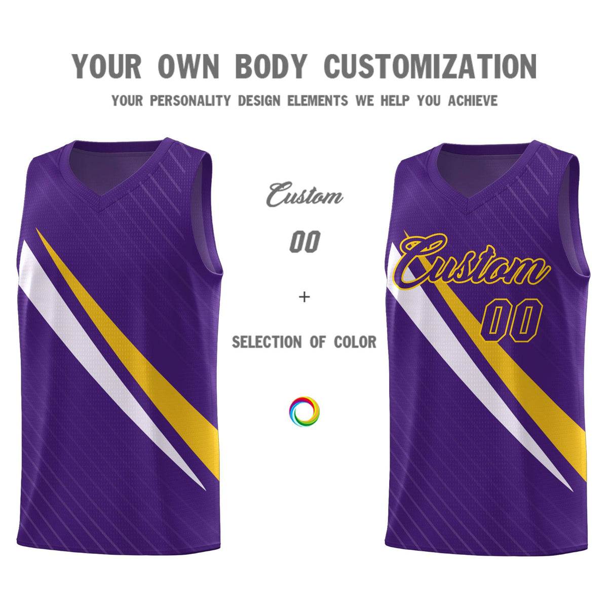 Custom Purple Diagonal Pinstripe Pattern Color Block Sports Uniform Basketball Jersey