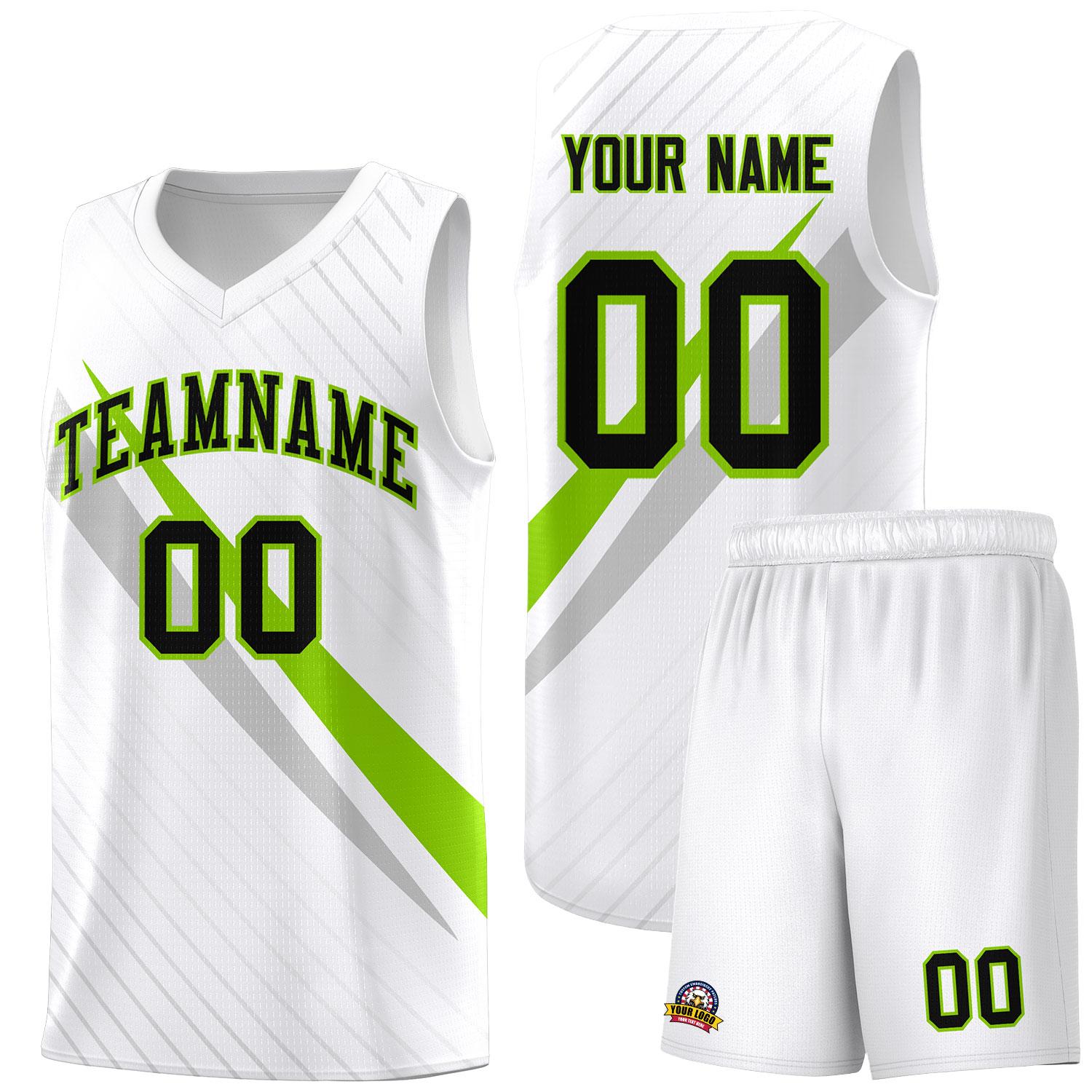 Custom White Diagonal Pinstripe Pattern Color Block Sports Uniform Basketball Jersey