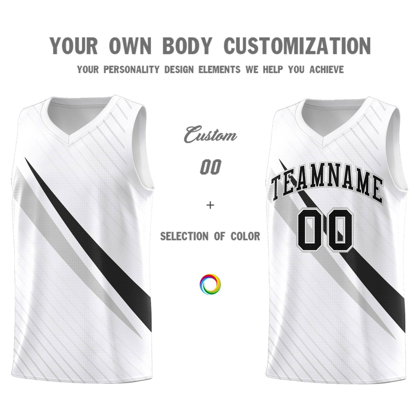 Custom White Diagonal Pinstripe Pattern Color Block Sports Uniform Basketball Jersey