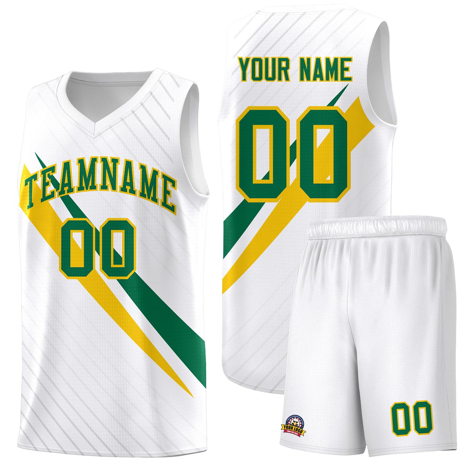 Custom White Diagonal Pinstripe Pattern Color Block Sports Uniform Basketball Jersey