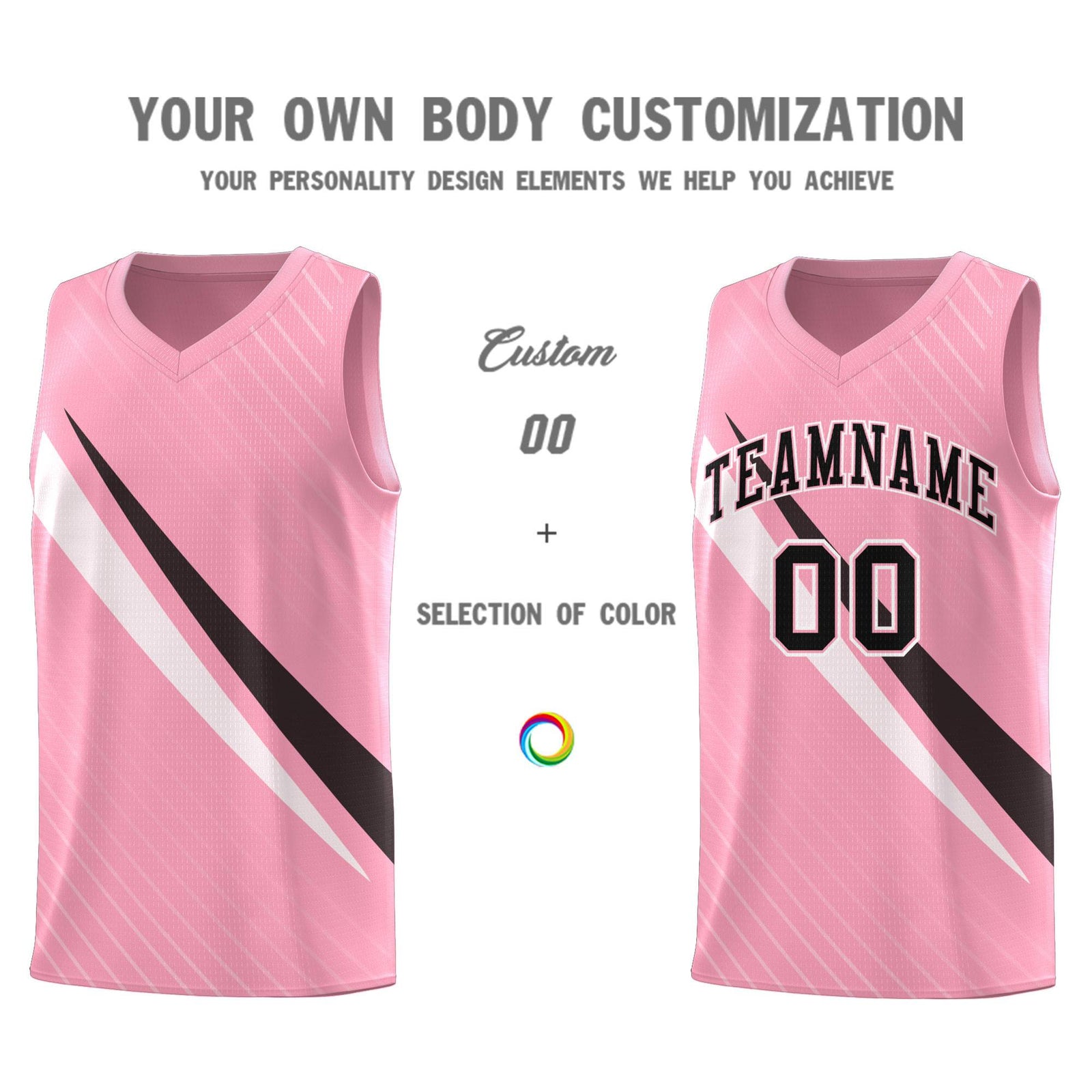 Custom Light Pink Diagonal Pinstripe Pattern Color Block Sports Uniform Basketball Jersey