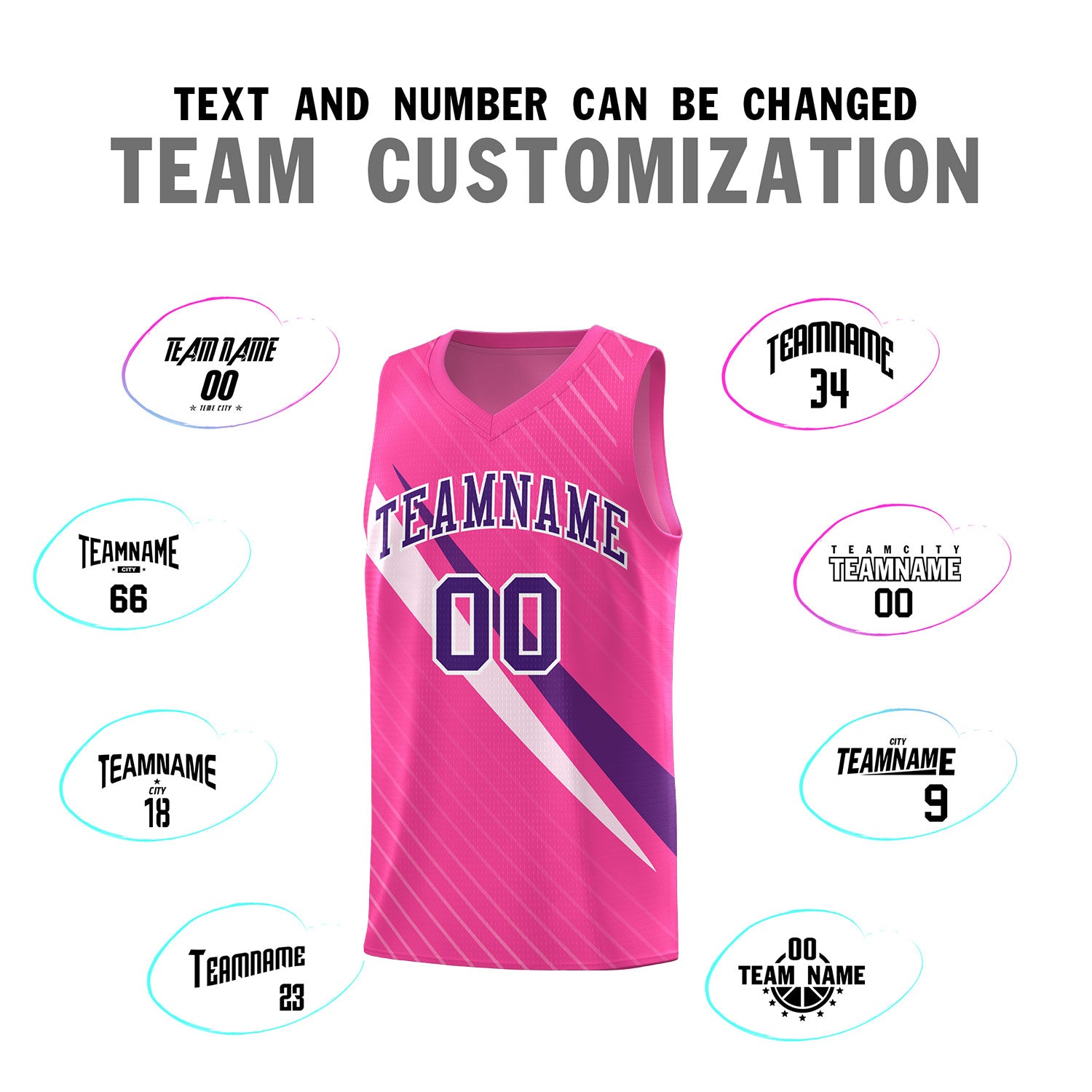 Custom Pink Diagonal Pinstripe Pattern Color Block Sports Uniform Basketball Jersey