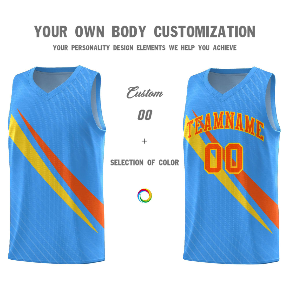 Custom Light Blue Diagonal Pinstripe Pattern Color Block Sports Uniform Basketball Jersey