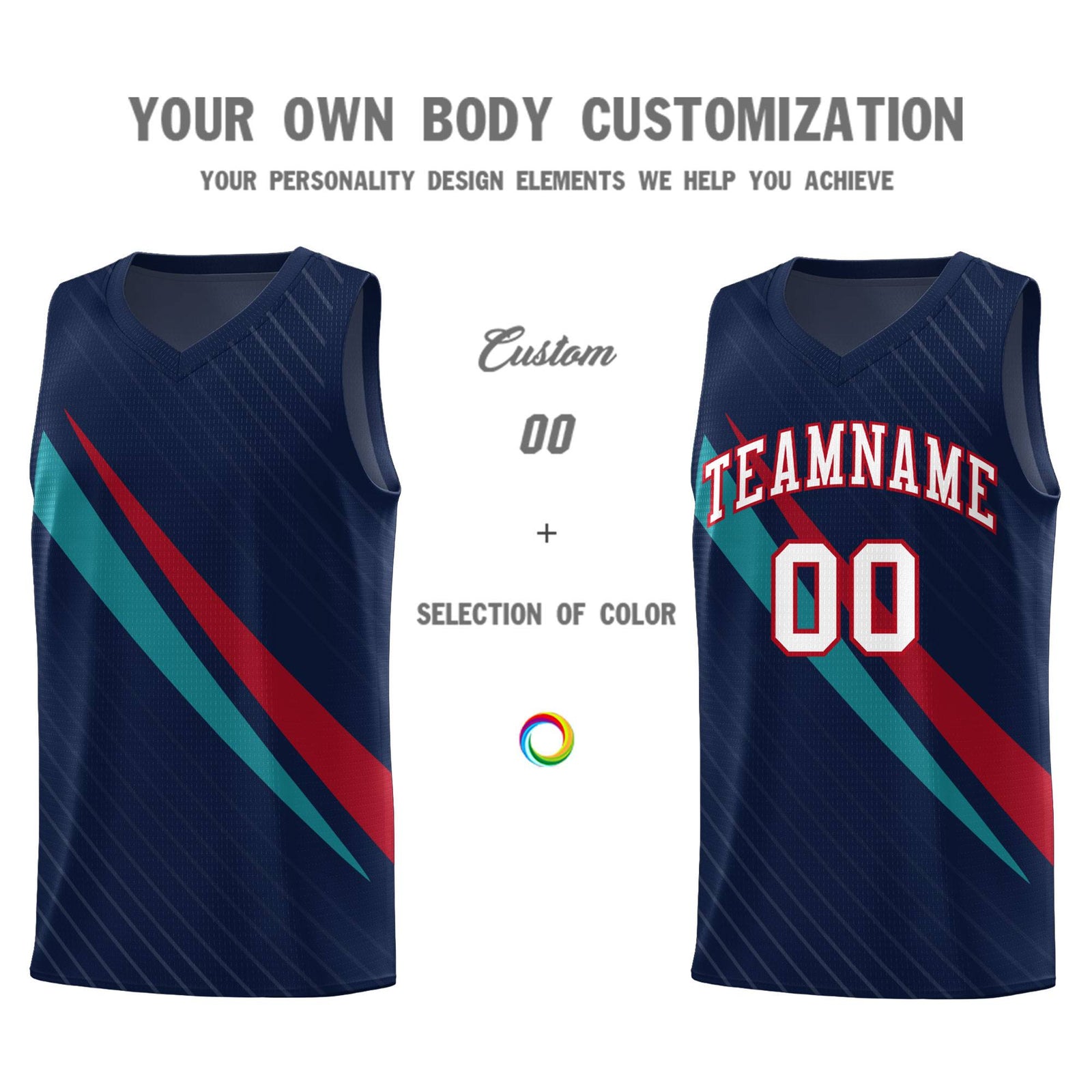 Custom Navy Diagonal Pinstripe Pattern Color Block Sports Uniform Basketball Jersey