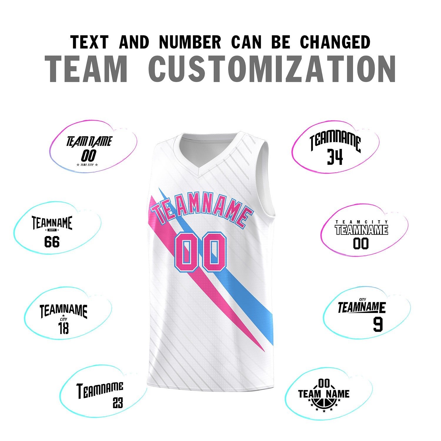 Custom White Diagonal Pinstripe Pattern Color Block Sports Uniform Basketball Jersey