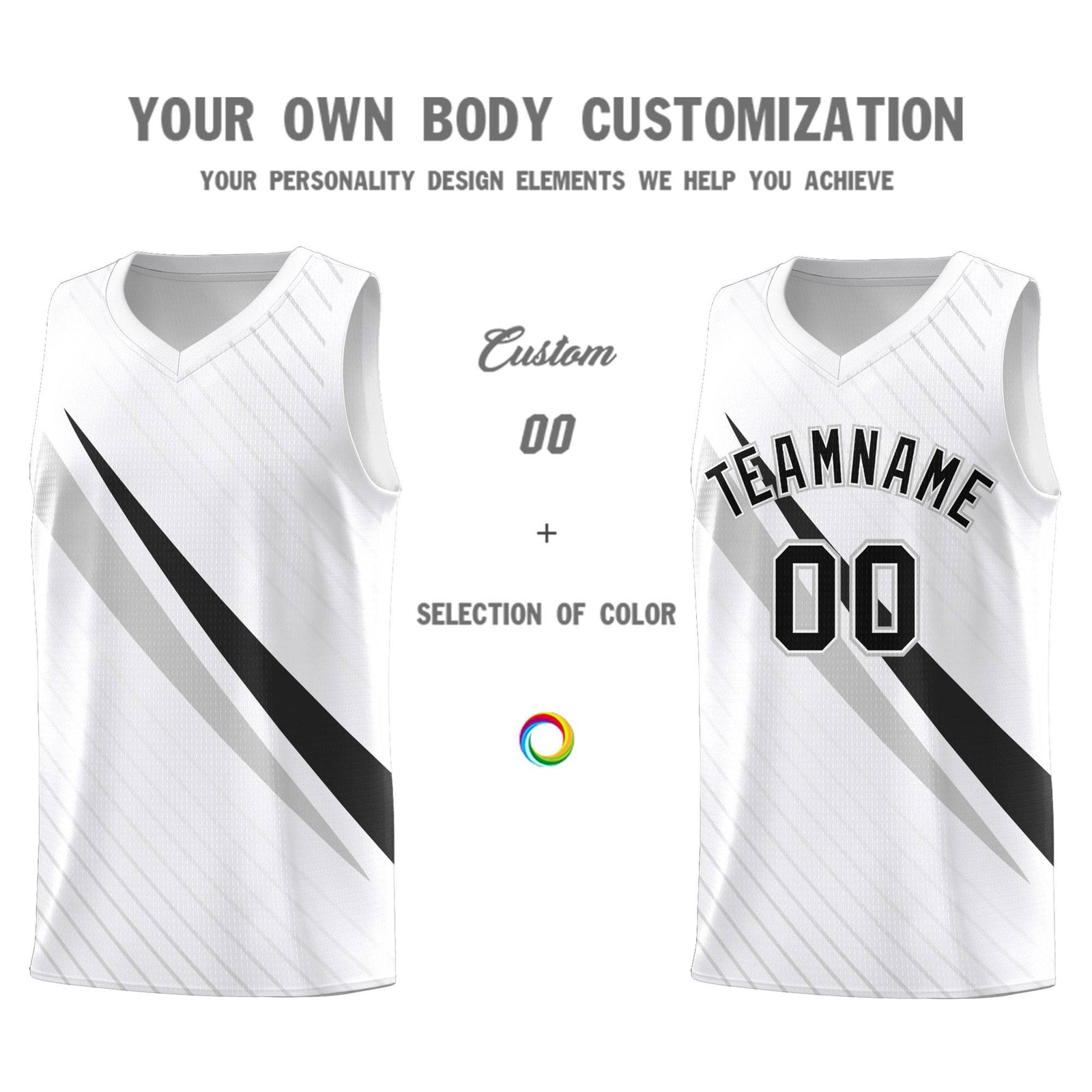 Custom White Diagonal Pinstripe Pattern Color Block Sports Uniform Basketball Jersey