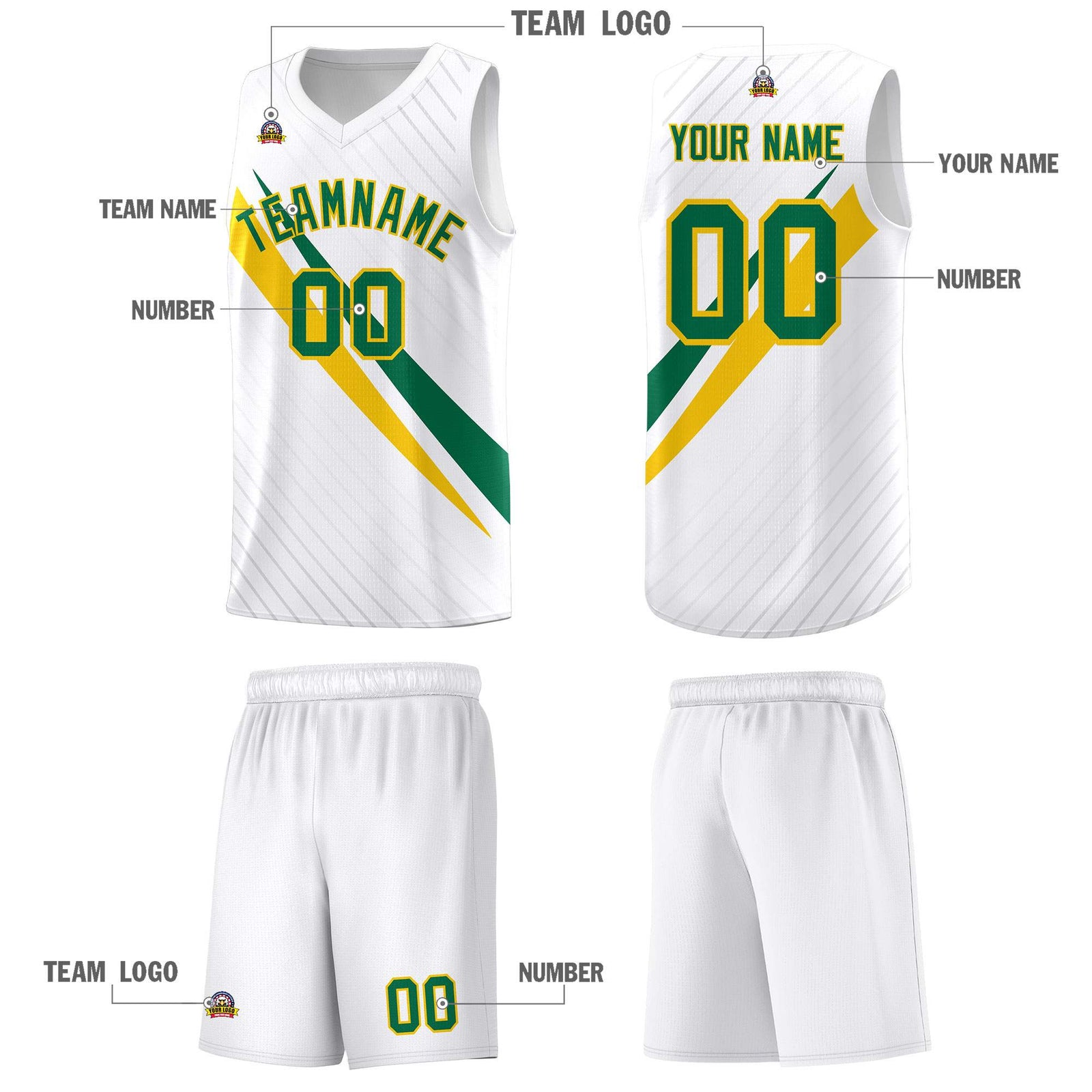 Custom White Diagonal Pinstripe Pattern Color Block Sports Uniform Basketball Jersey