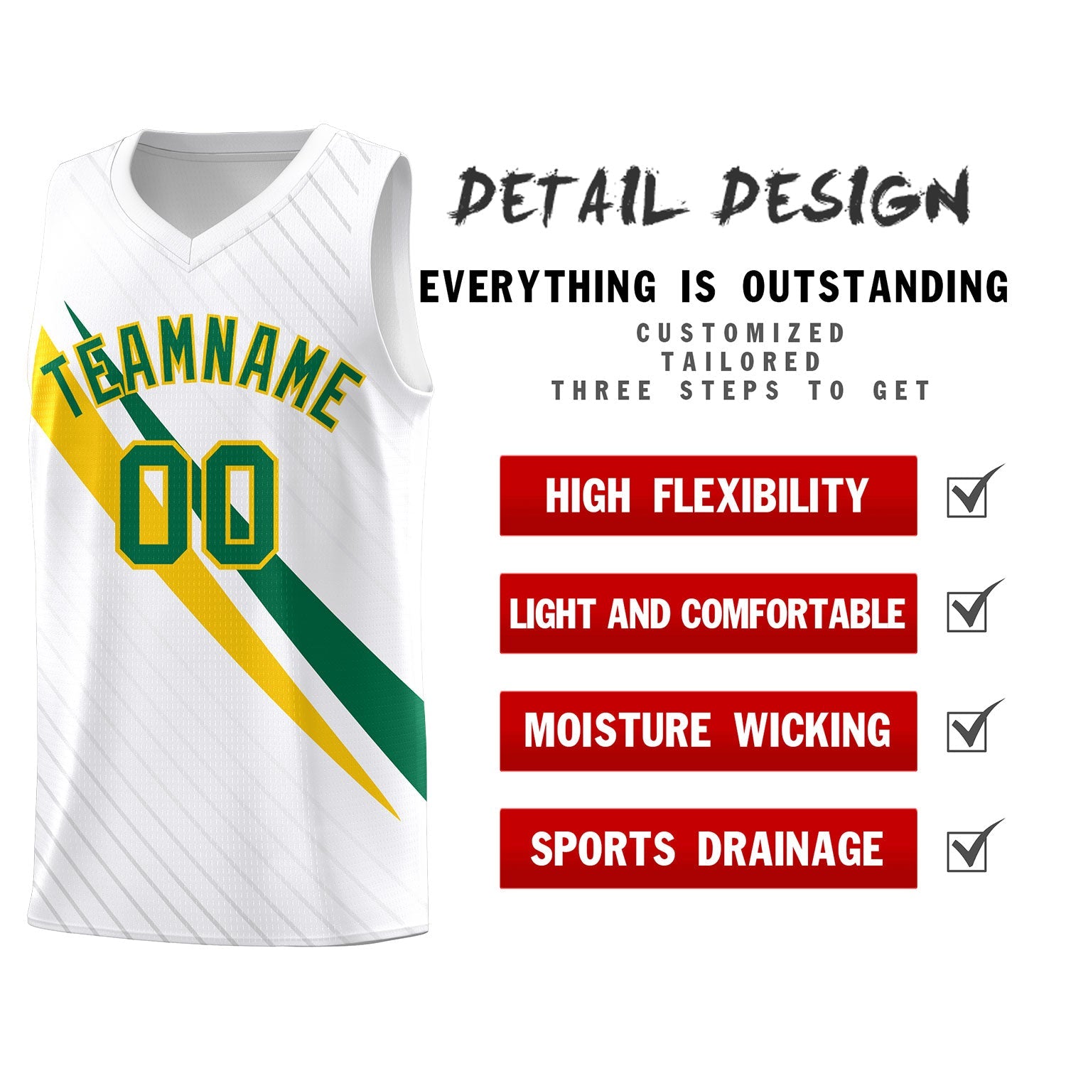 Custom White Diagonal Pinstripe Pattern Color Block Sports Uniform Basketball Jersey
