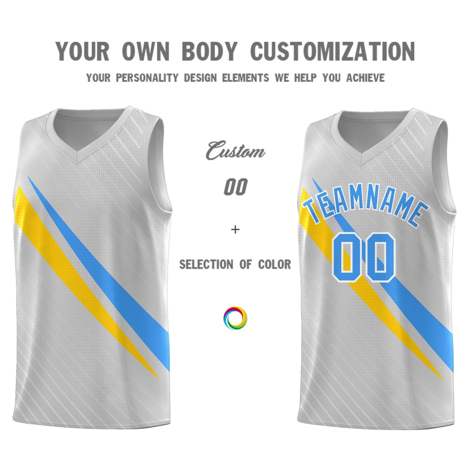 Custom Gray Diagonal Pinstripe Pattern Color Block Sports Uniform Basketball Jersey