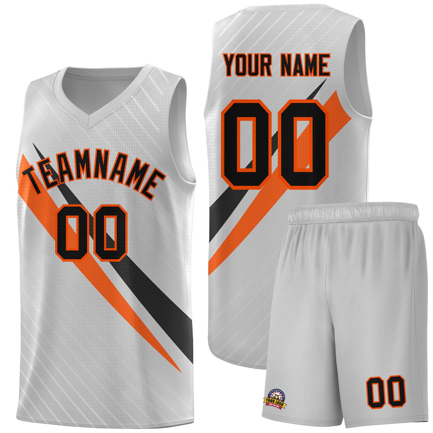 Custom Gray Diagonal Pinstripe Pattern Color Block Sports Uniform Basketball Jersey