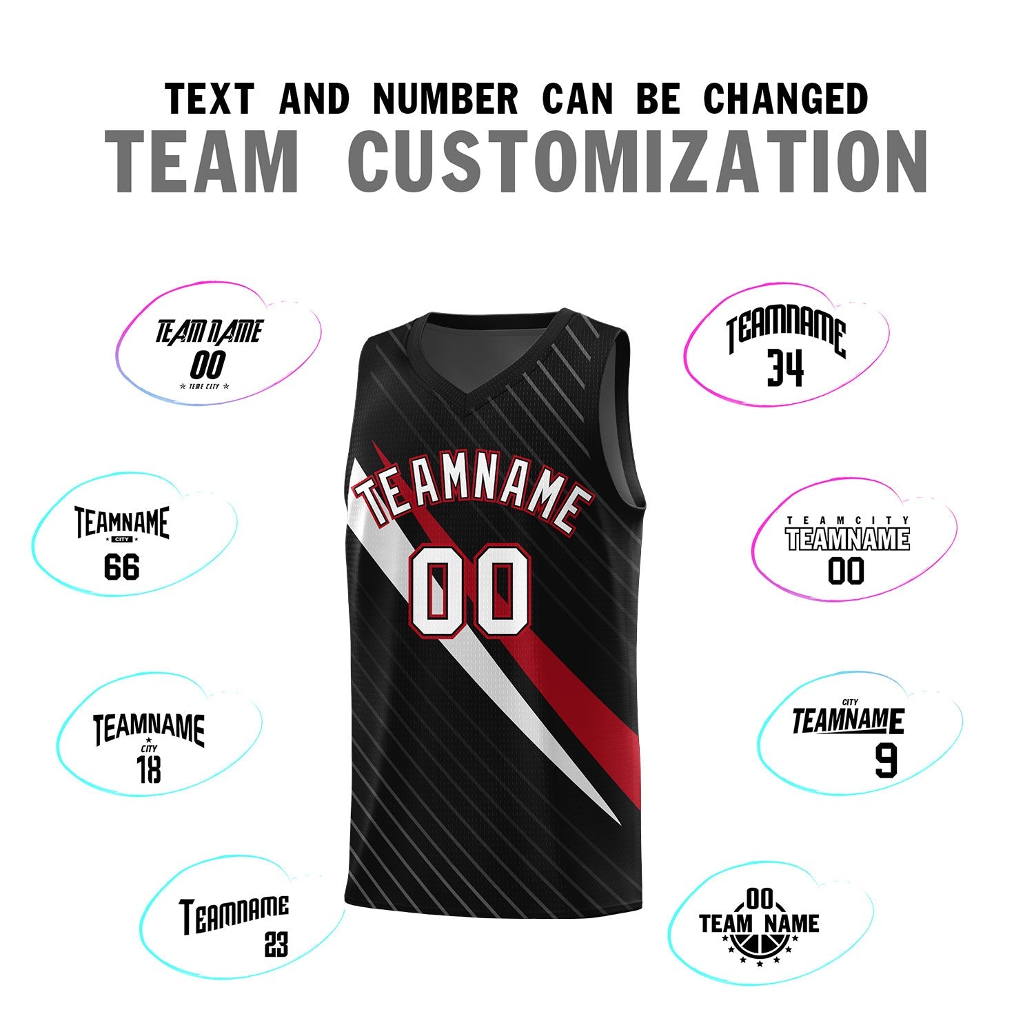 Custom Black Diagonal Pinstripe Pattern Color Block Sports Uniform Basketball Jersey