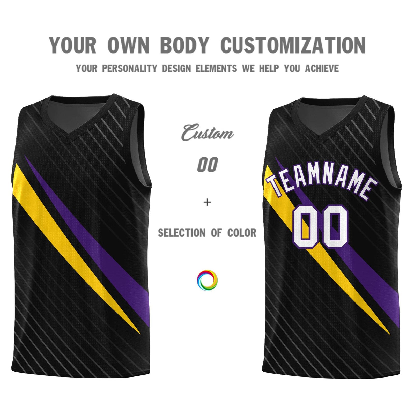 Custom Black Diagonal Pinstripe Pattern Color Block Sports Uniform Basketball Jersey