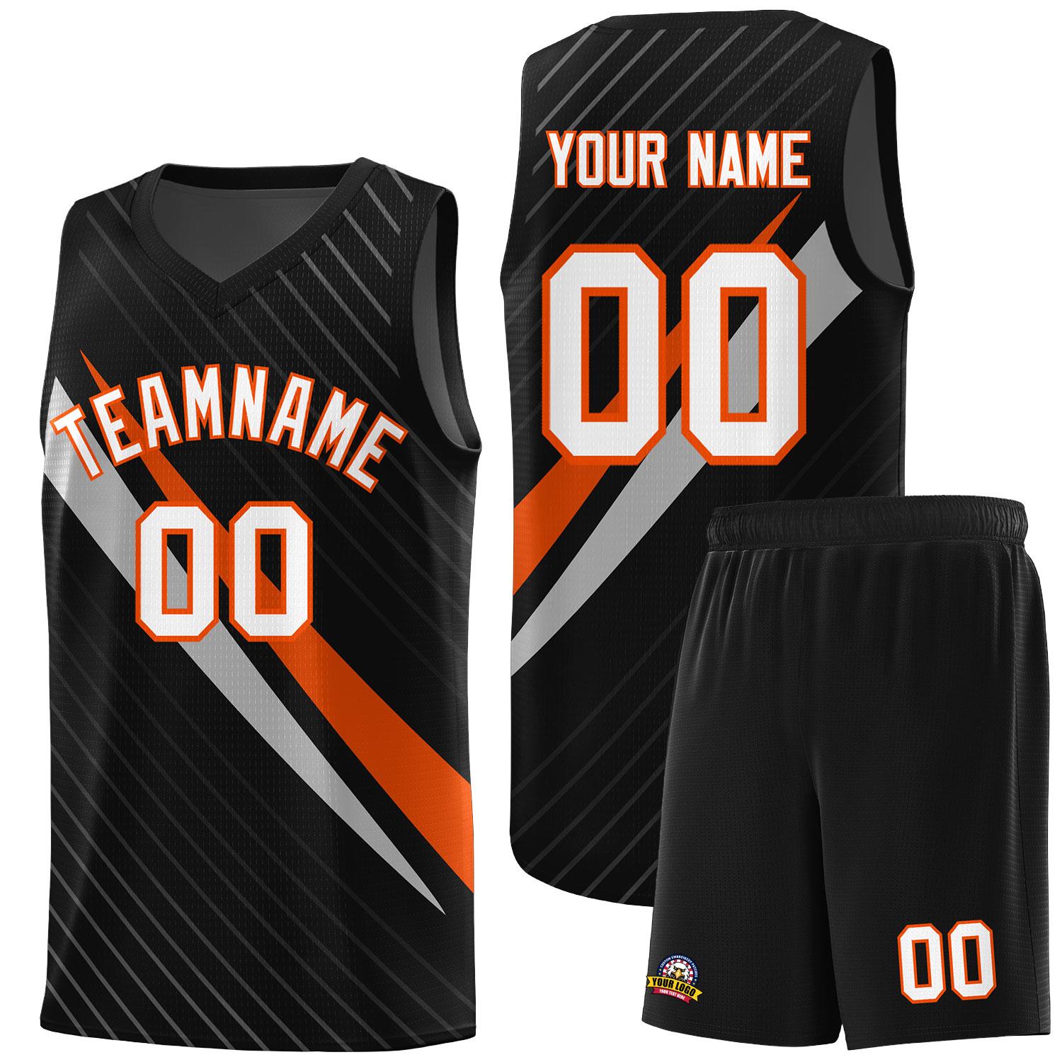Custom Black Diagonal Pinstripe Pattern Color Block Sports Uniform Basketball Jersey