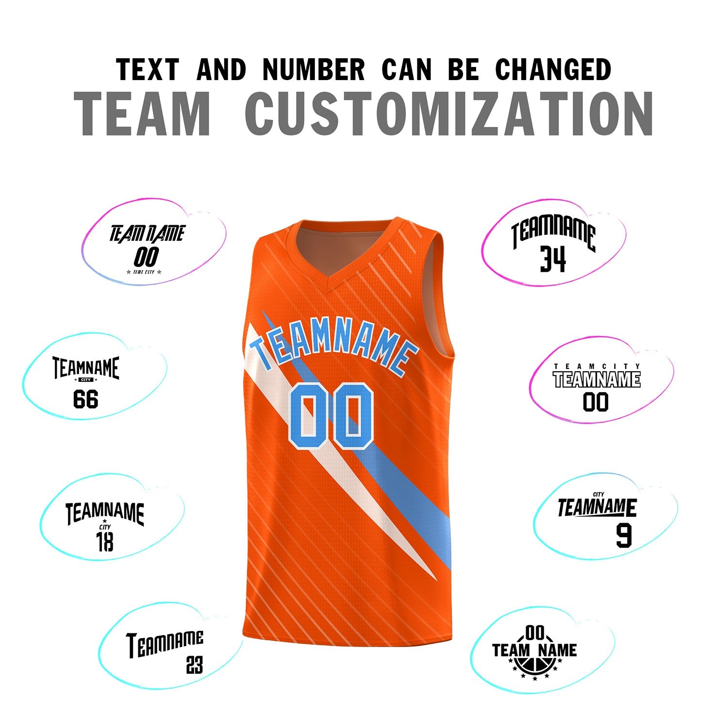 Custom Orange Diagonal Pinstripe Pattern Color Block Sports Uniform Basketball Jersey