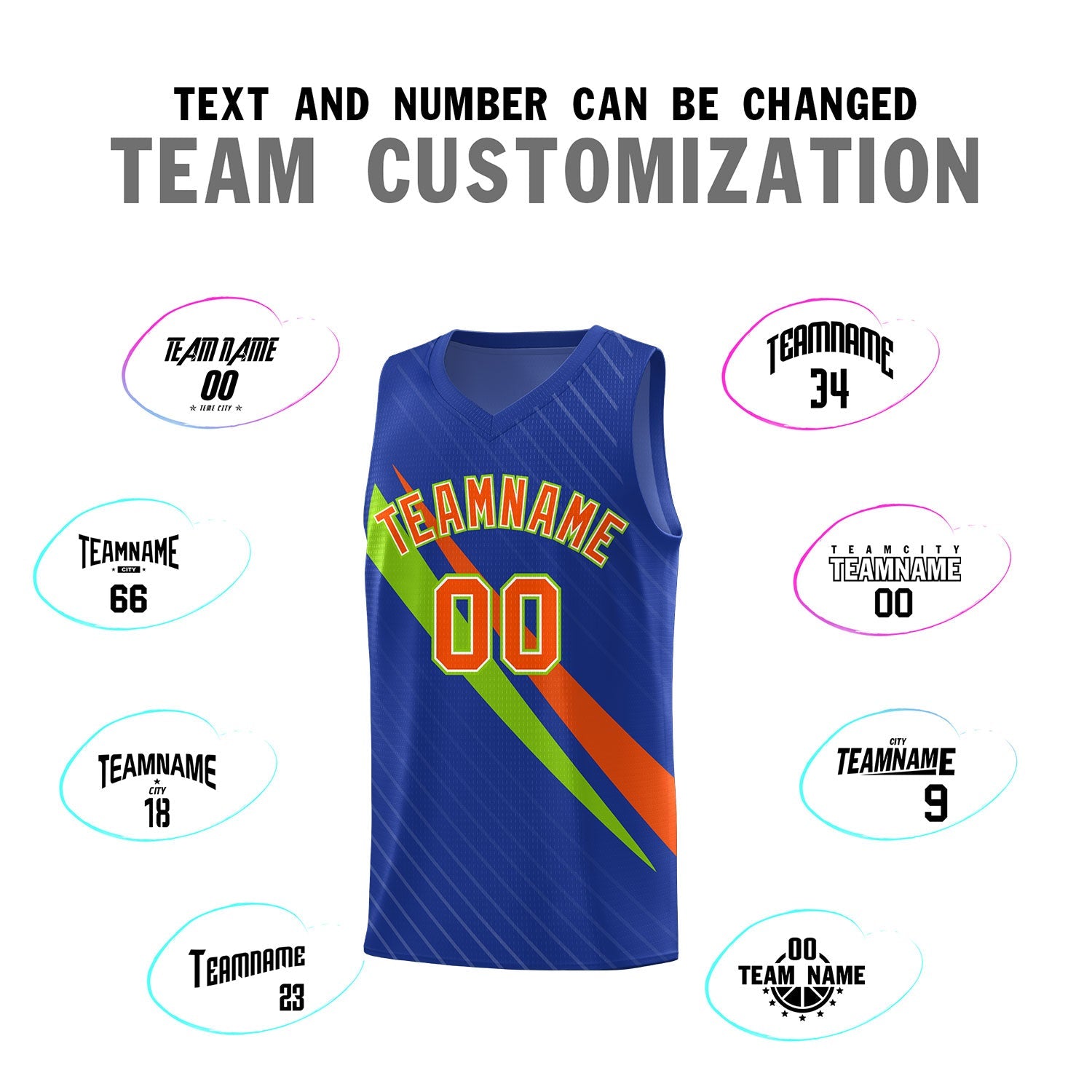 Custom Royal Diagonal Pinstripe Pattern Color Block Sports Uniform Basketball Jersey