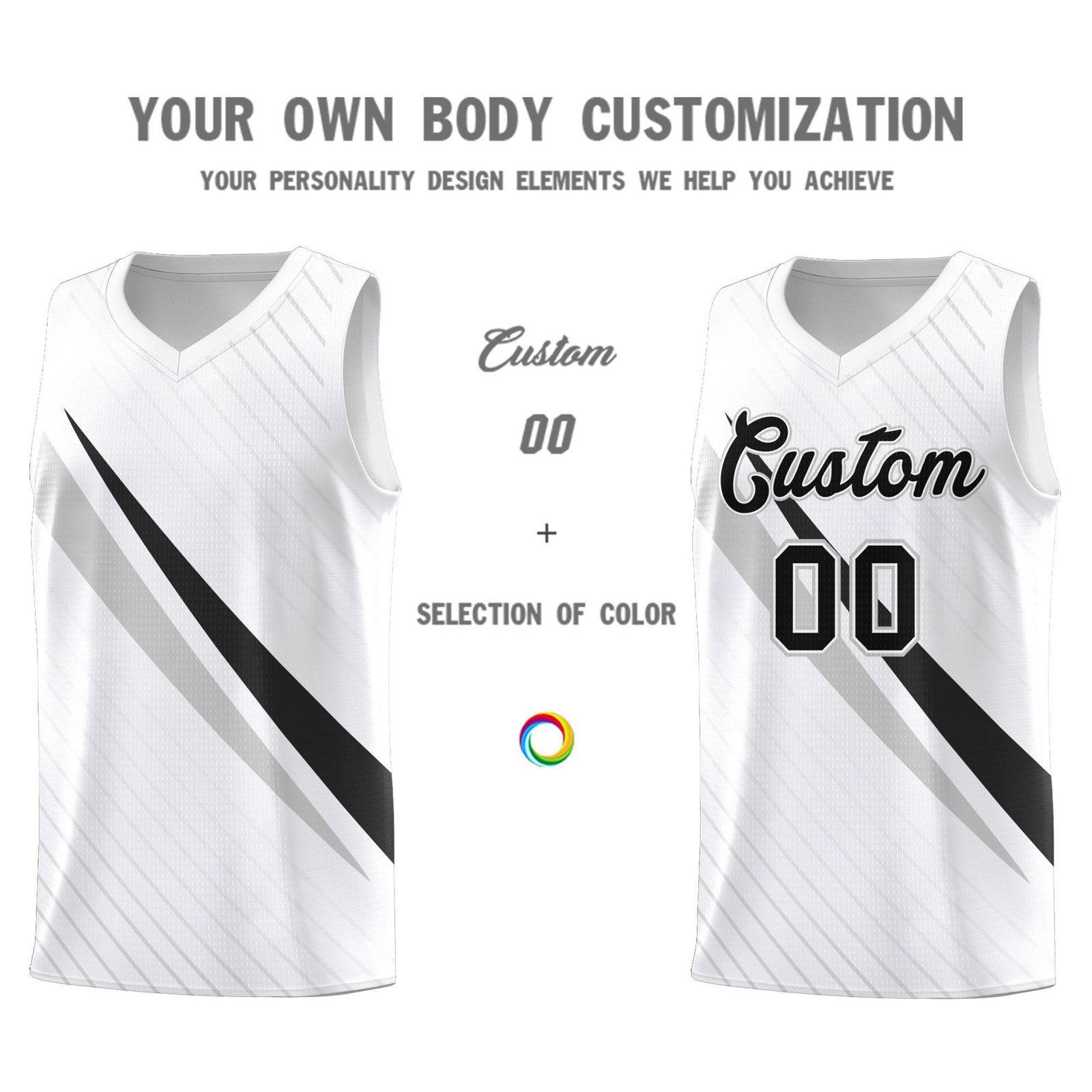Custom White Diagonal Pinstripe Pattern Color Block Sports Uniform Basketball Jersey