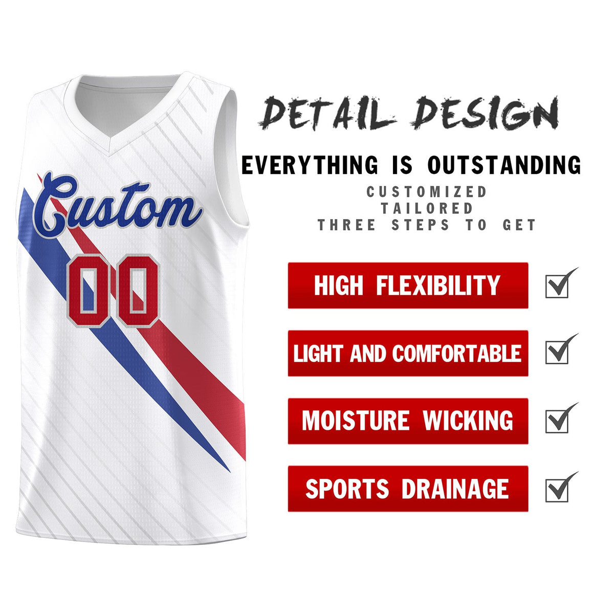 Custom White Diagonal Pinstripe Pattern Color Block Sports Uniform Basketball Jersey