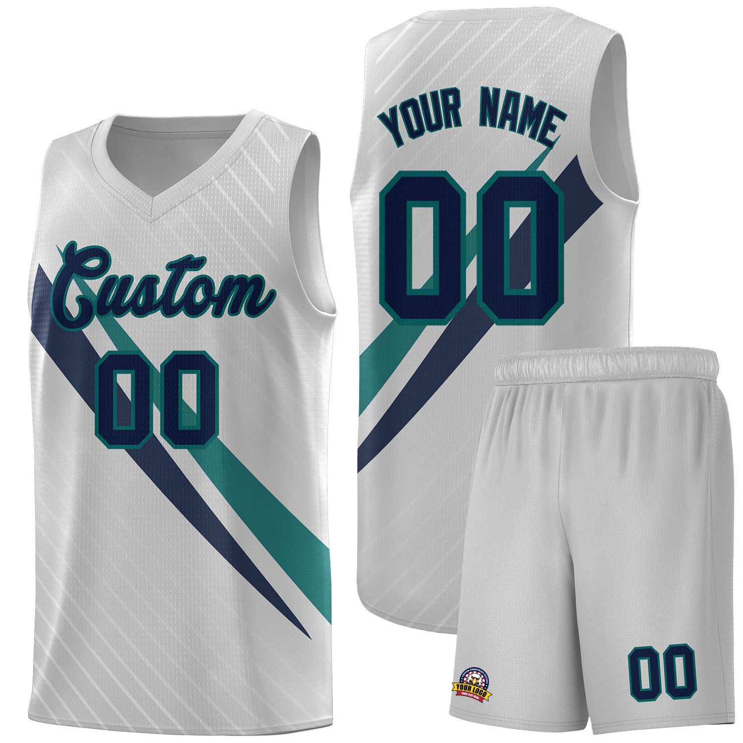 Custom Gray Diagonal Pinstripe Pattern Color Block Sports Uniform Basketball Jersey