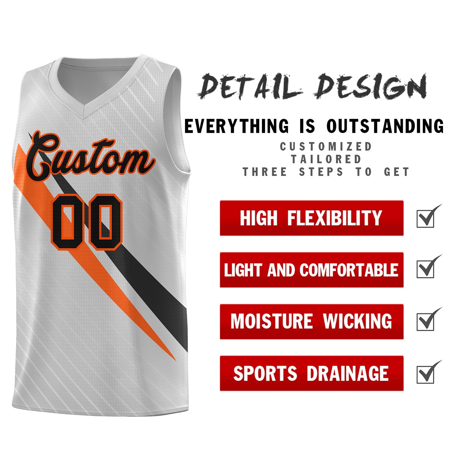 Custom Gray Diagonal Pinstripe Pattern Color Block Sports Uniform Basketball Jersey