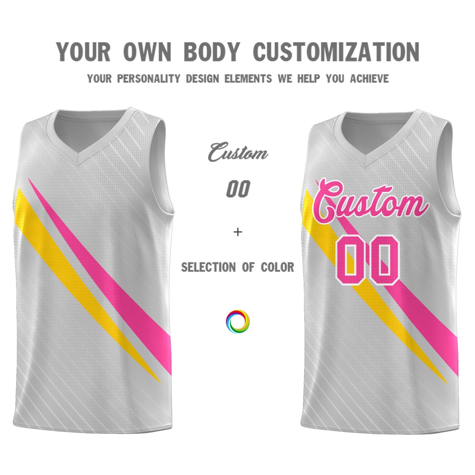 Custom Gray Diagonal Pinstripe Pattern Color Block Sports Uniform Basketball Jersey