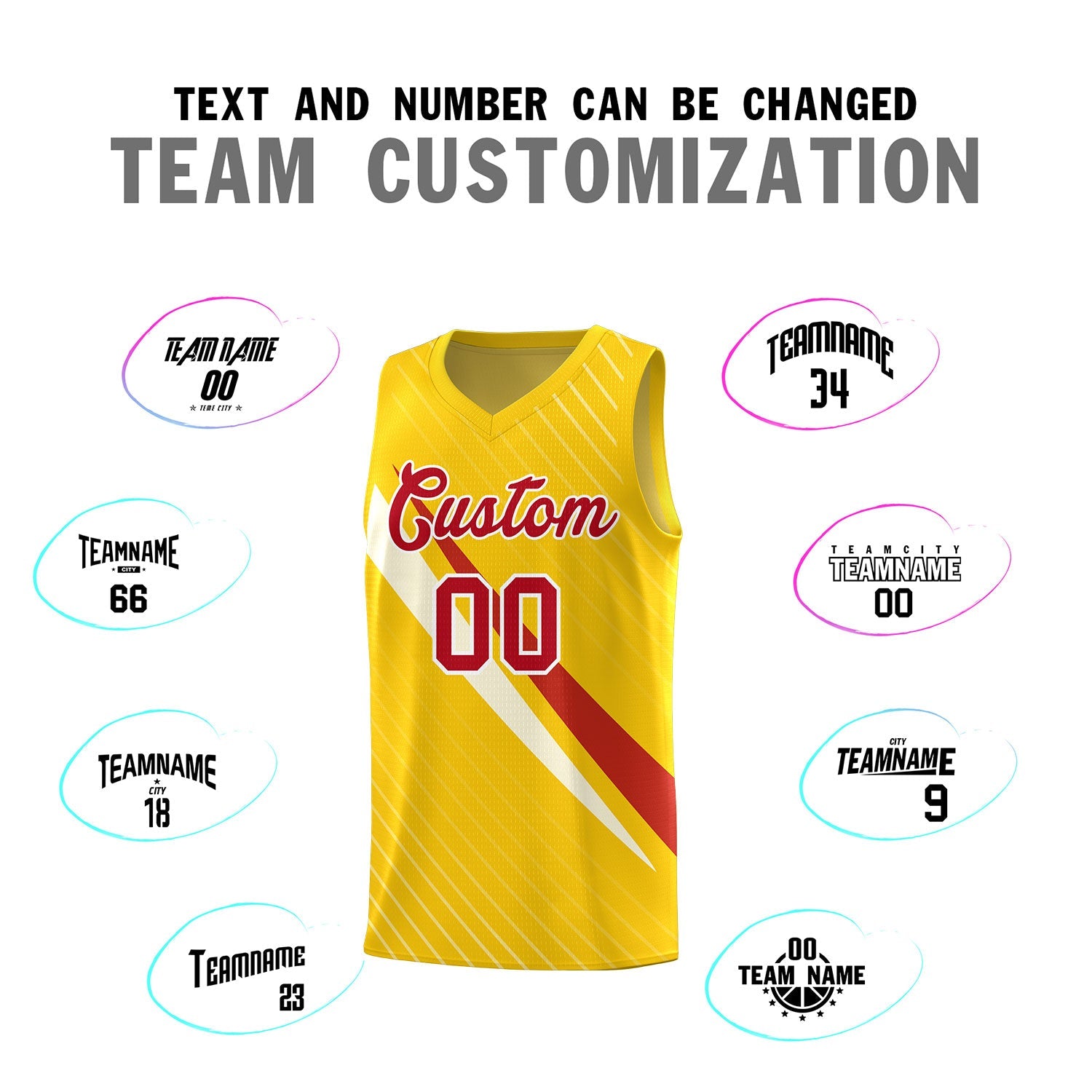 Custom Gold Diagonal Pinstripe Pattern Color Block Sports Uniform Basketball Jersey