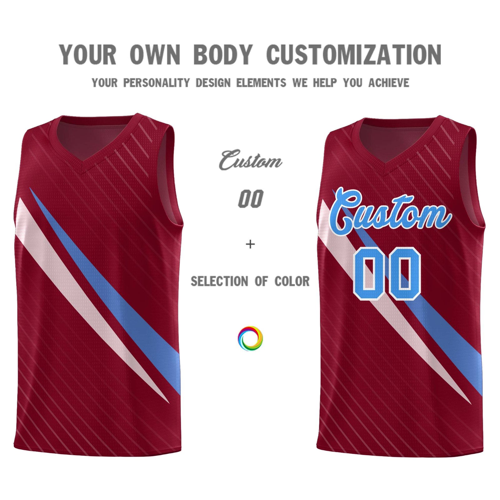 Custom Crimson Diagonal Pinstripe Pattern Color Block Sports Uniform Basketball Jersey