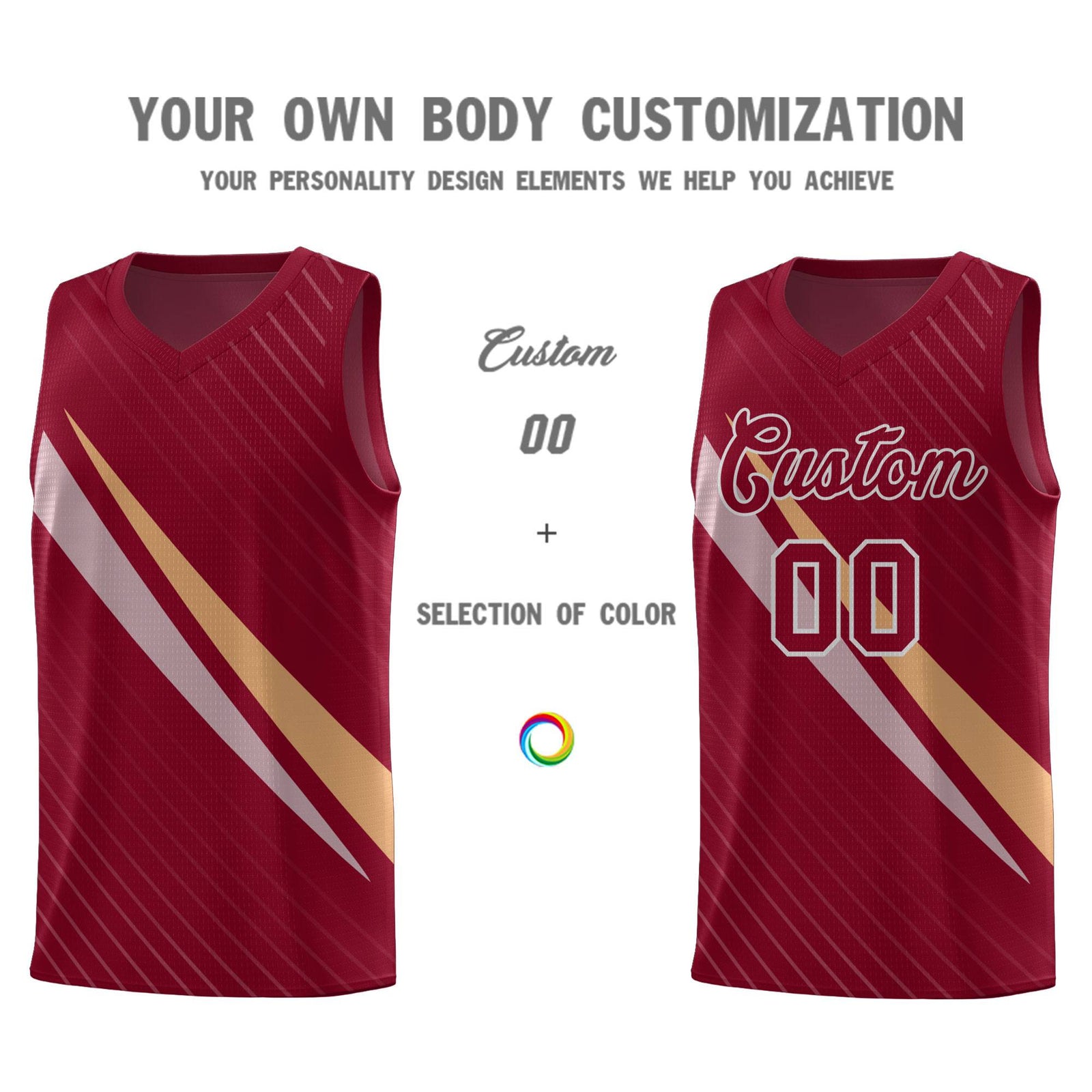 Custom Crimson Diagonal Pinstripe Pattern Color Block Sports Uniform Basketball Jersey