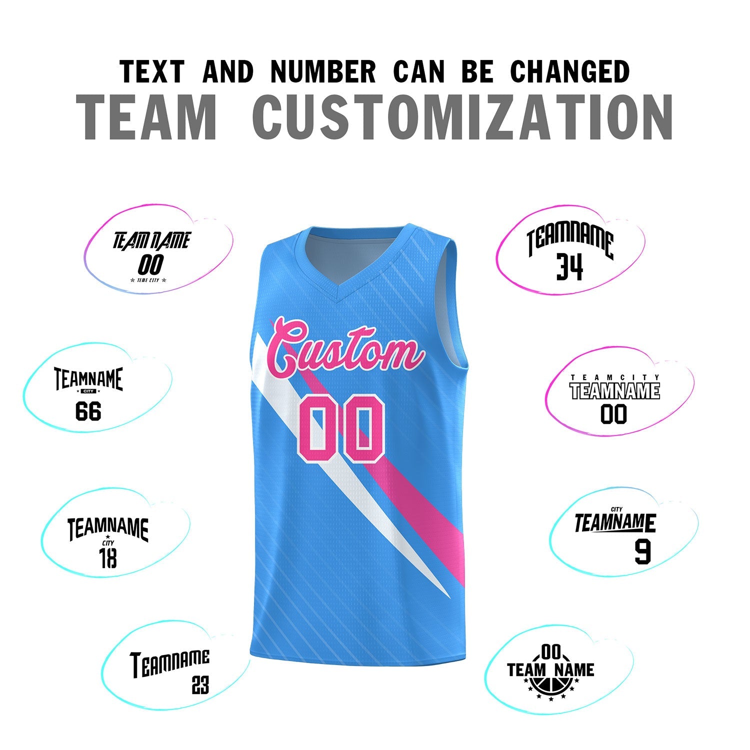 Custom Light Blue Diagonal Pinstripe Pattern Color Block Sports Uniform Basketball Jersey