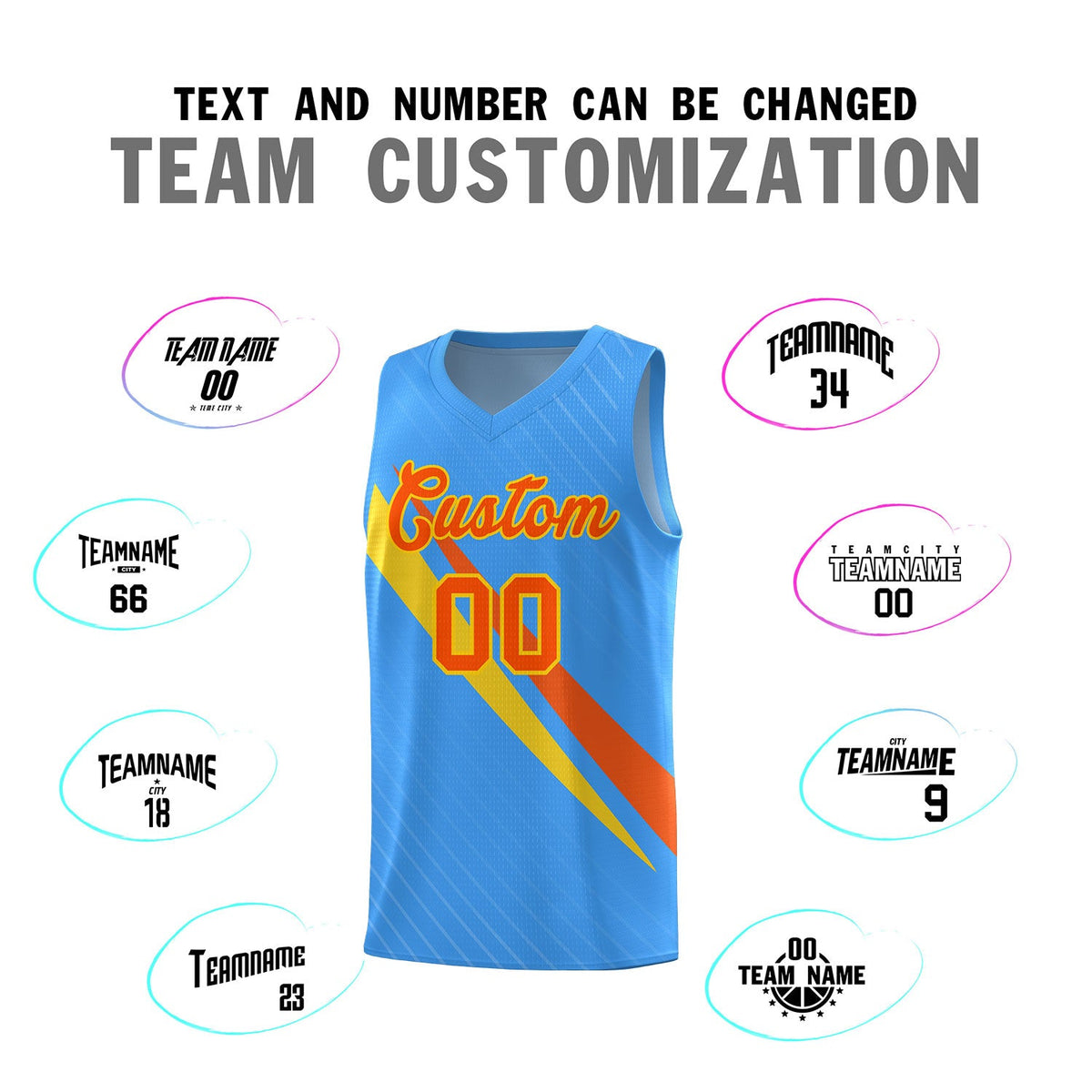Custom Light Blue Diagonal Pinstripe Pattern Color Block Sports Uniform Basketball Jersey