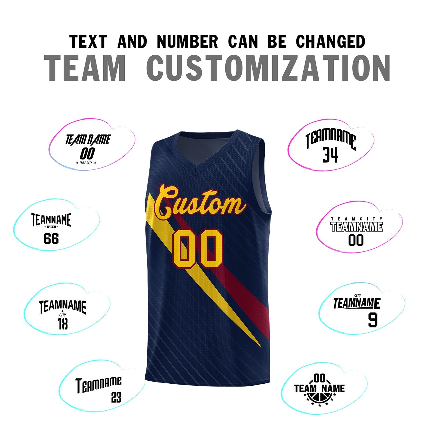 Custom Navy Diagonal Pinstripe Pattern Color Block Sports Uniform Basketball Jersey