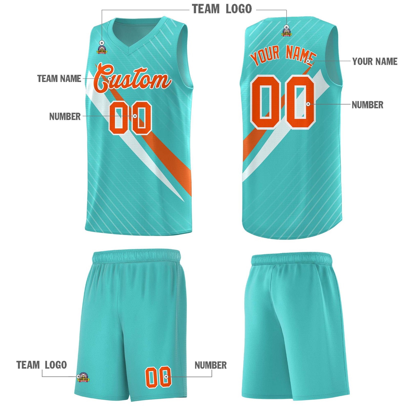 Custom Bright Green Diagonal Pinstripe Pattern Color Block Sports Uniform Basketball Jersey