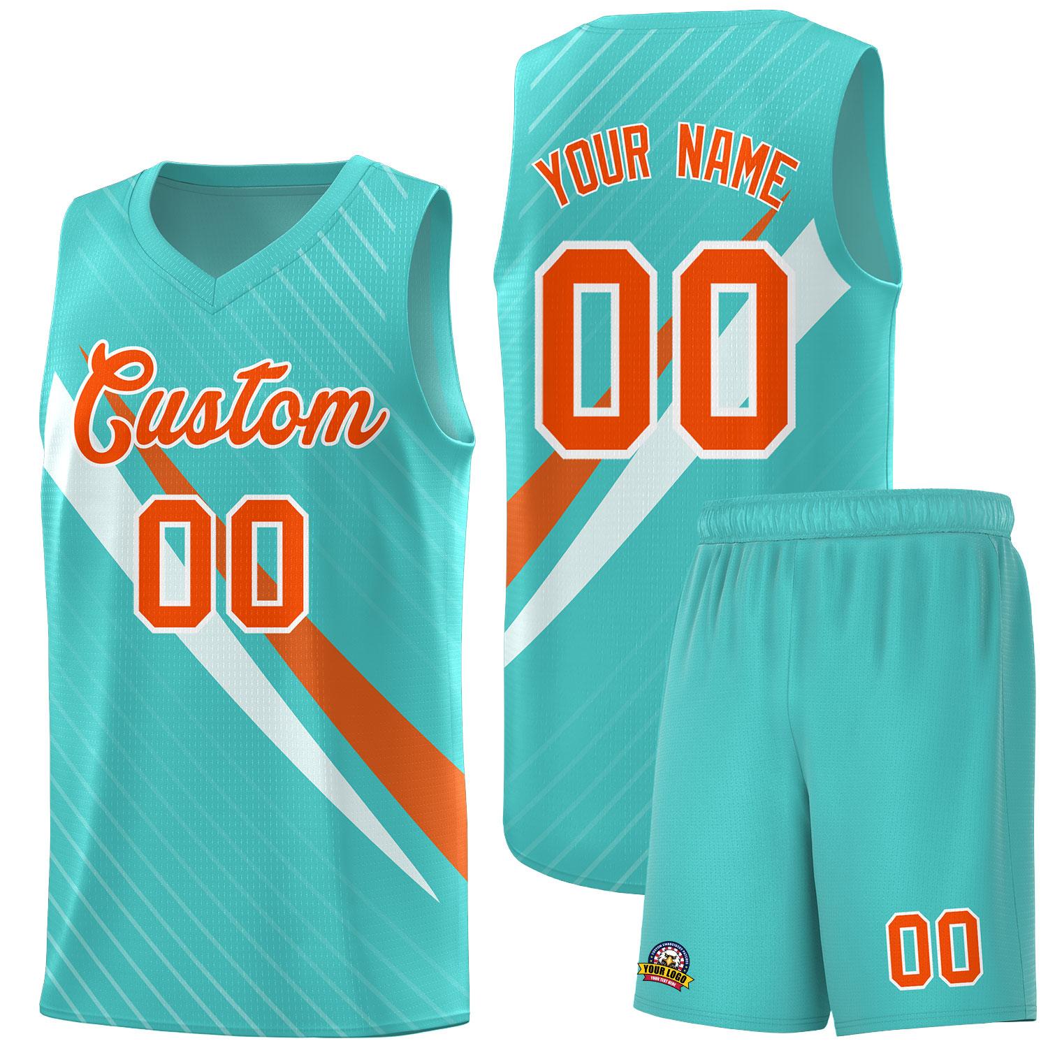 Custom Bright Green Diagonal Pinstripe Pattern Color Block Sports Uniform Basketball Jersey