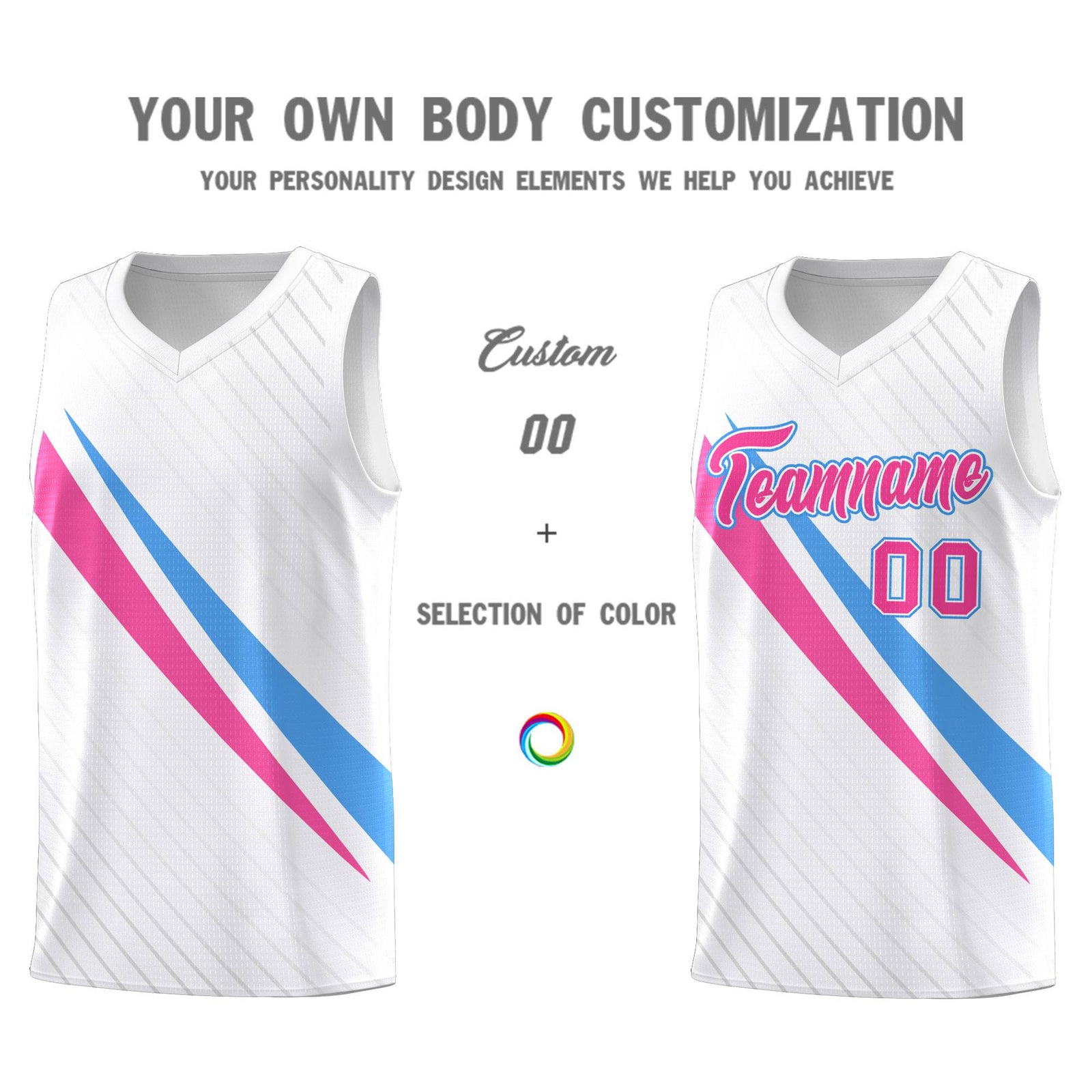 Custom White Diagonal Pinstripe Pattern Color Block Sports Uniform Basketball Jersey